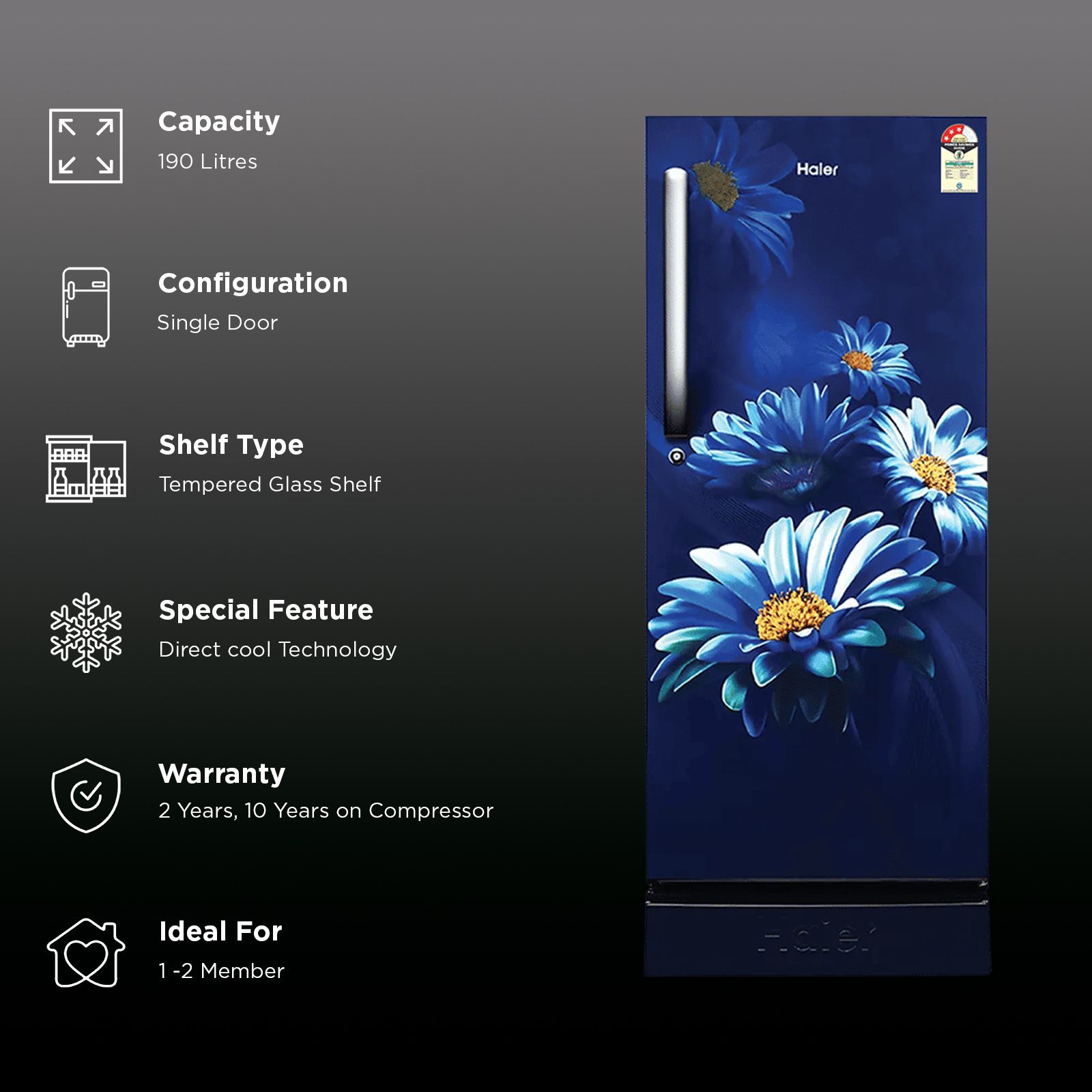 Haier 190 Litres 3 Star Direct Cool Single Door Refrigerator with Antibacterial Gasket (HRD-2103PMH-P, Marine Hilton)_3