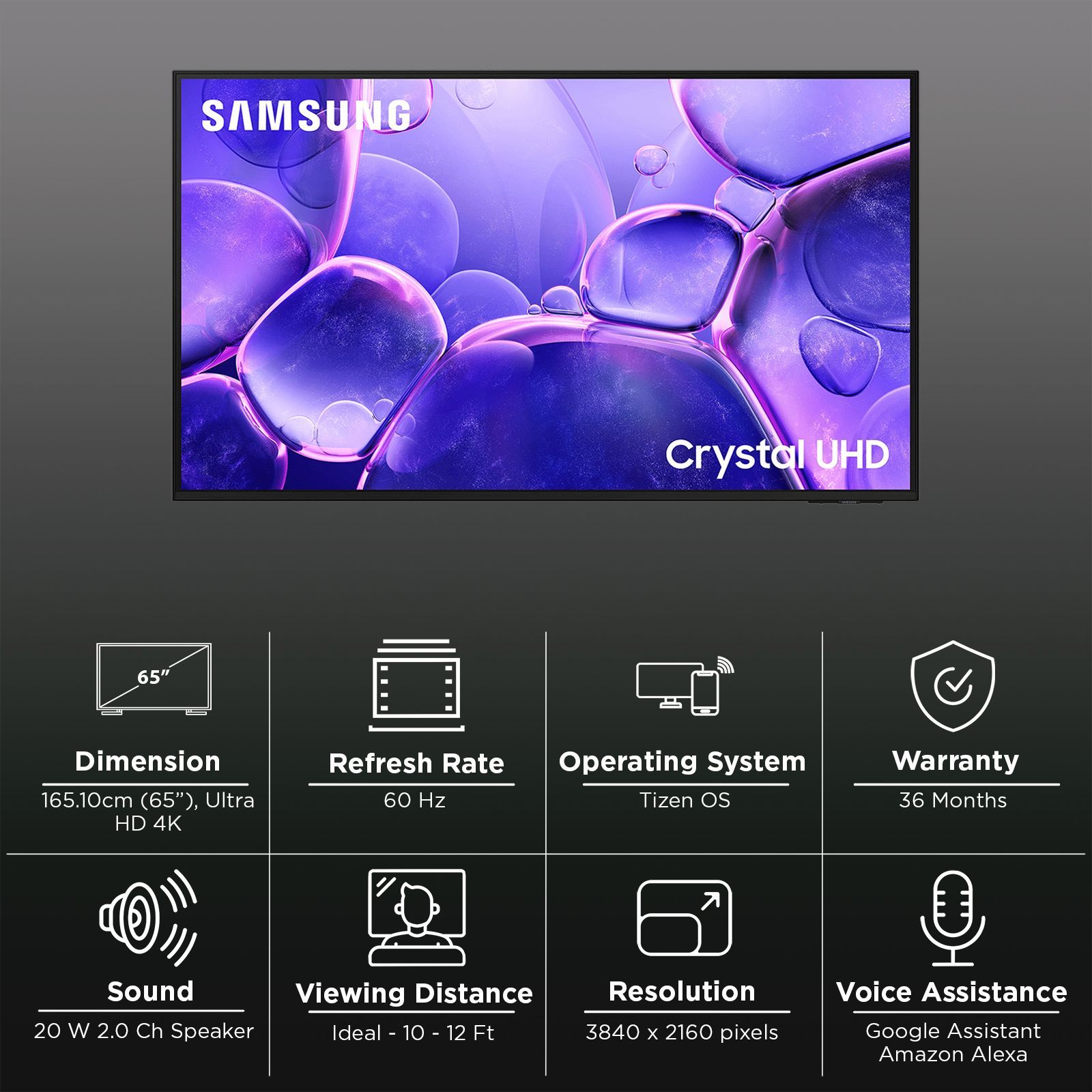 SAMSUNG U8600F 165.1 cm (65 inch) 4K Ultra HD LED Smart Tizen TV with Google Voice Assistant (2025 model) SAMSUNG U8600F 165.1 cm (65 inch) 4K Ultra HD LED Smart Tizen TV with Google Voice Assistant (2025 model)_3