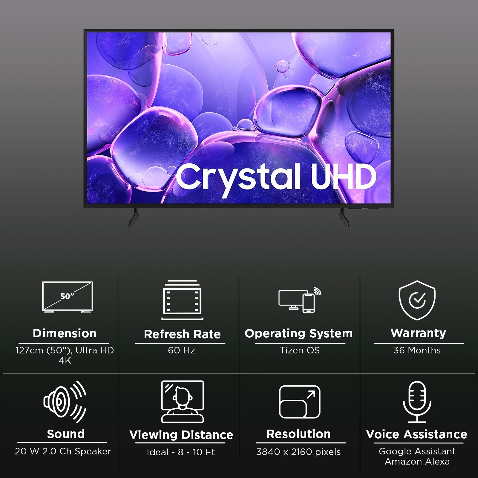 SAMSUNG U8600F 127 cm (50 inch) 4K Ultra HD LED Smart Tizen TV with Alexa & Google Assistant (2025 model)_3