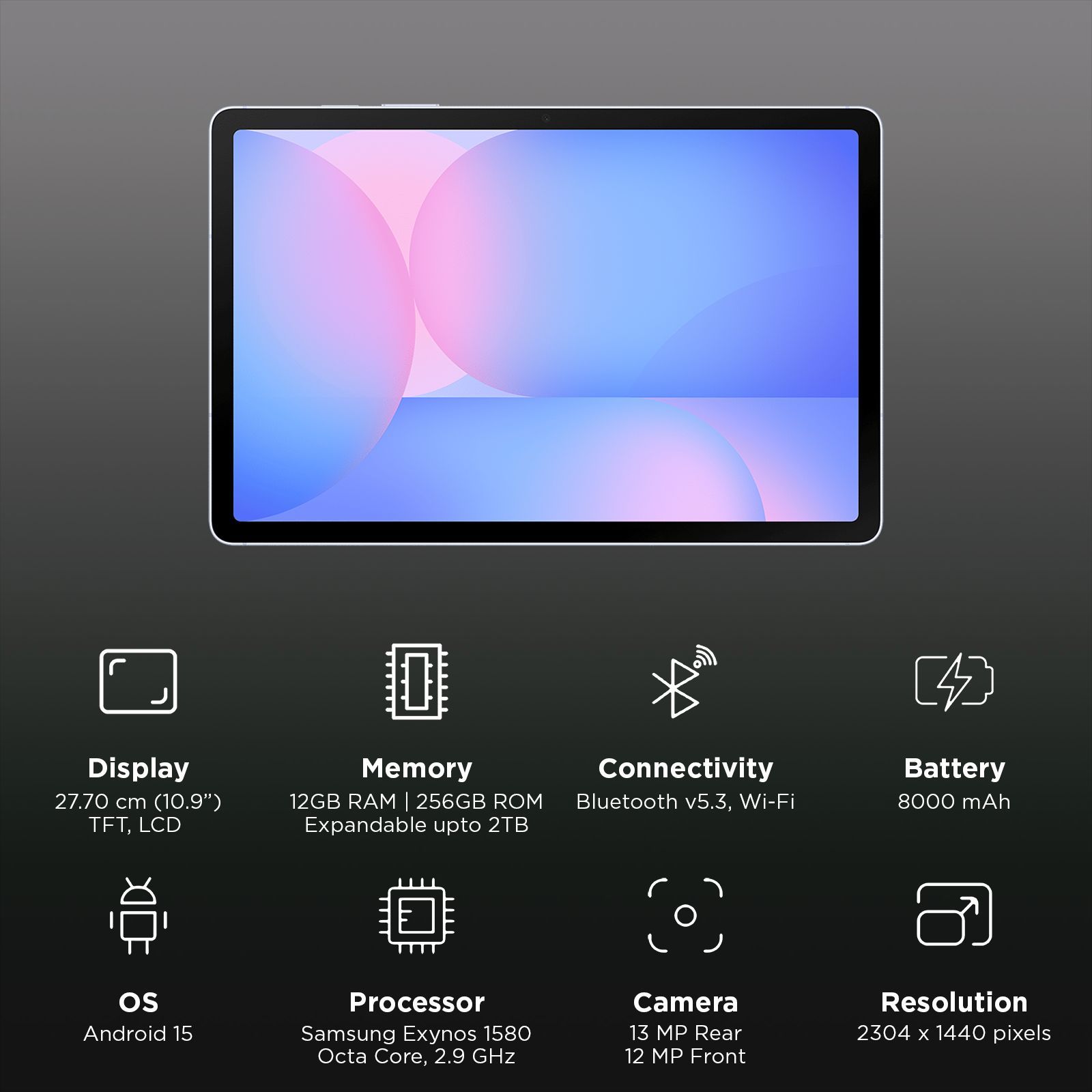 SAMSUNG Galaxy Tab S10 FE Wi-Fi Android Tablet (10.9 Inch, 12GB RAM, 256GB ROM, Light Blue)_3