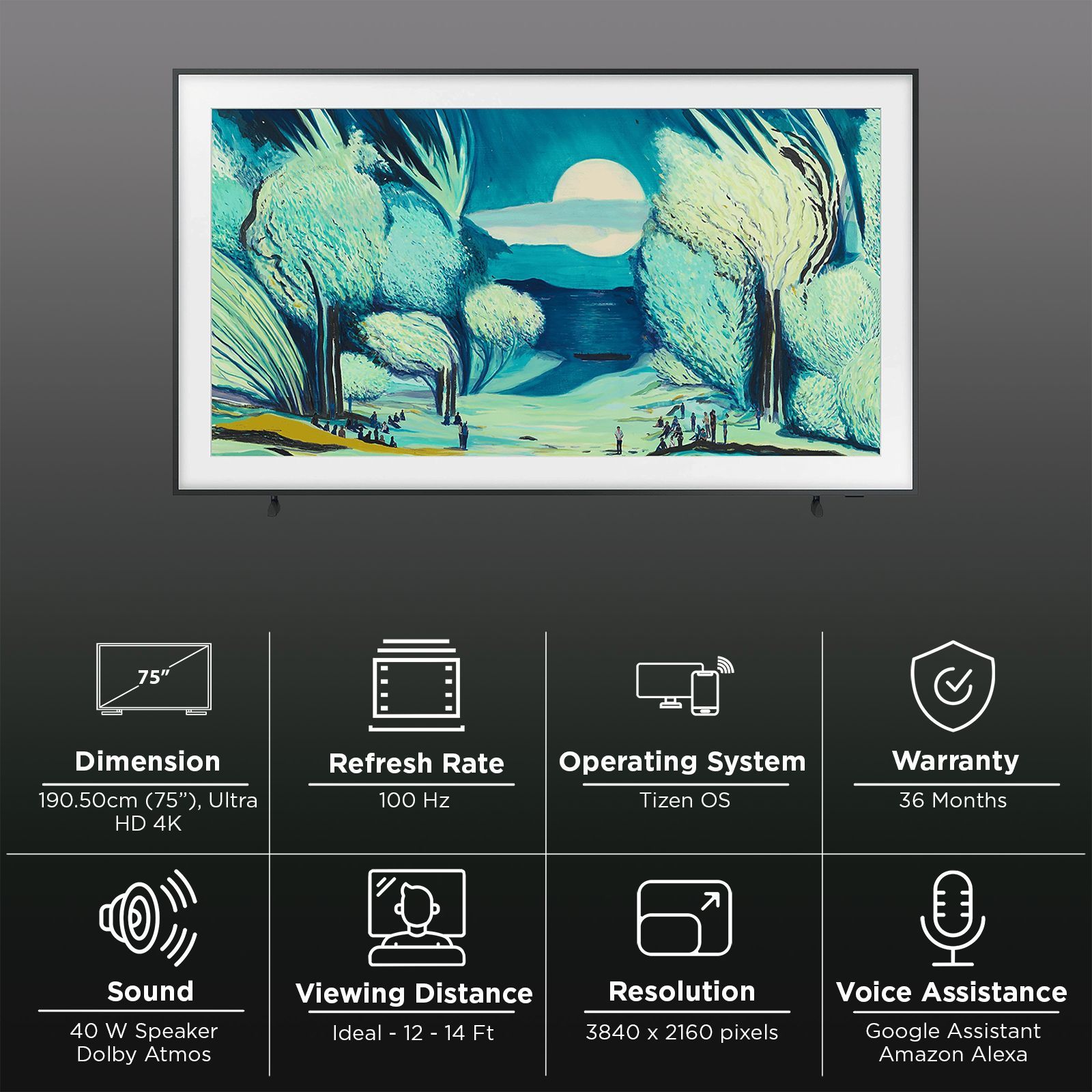 SAMSUNG LS03F The Frame 190.5 cm (75 inch) QLED 4K Ultra HD Tizen TV with Built-in Alexa Voice Assistant (2025 model)_3