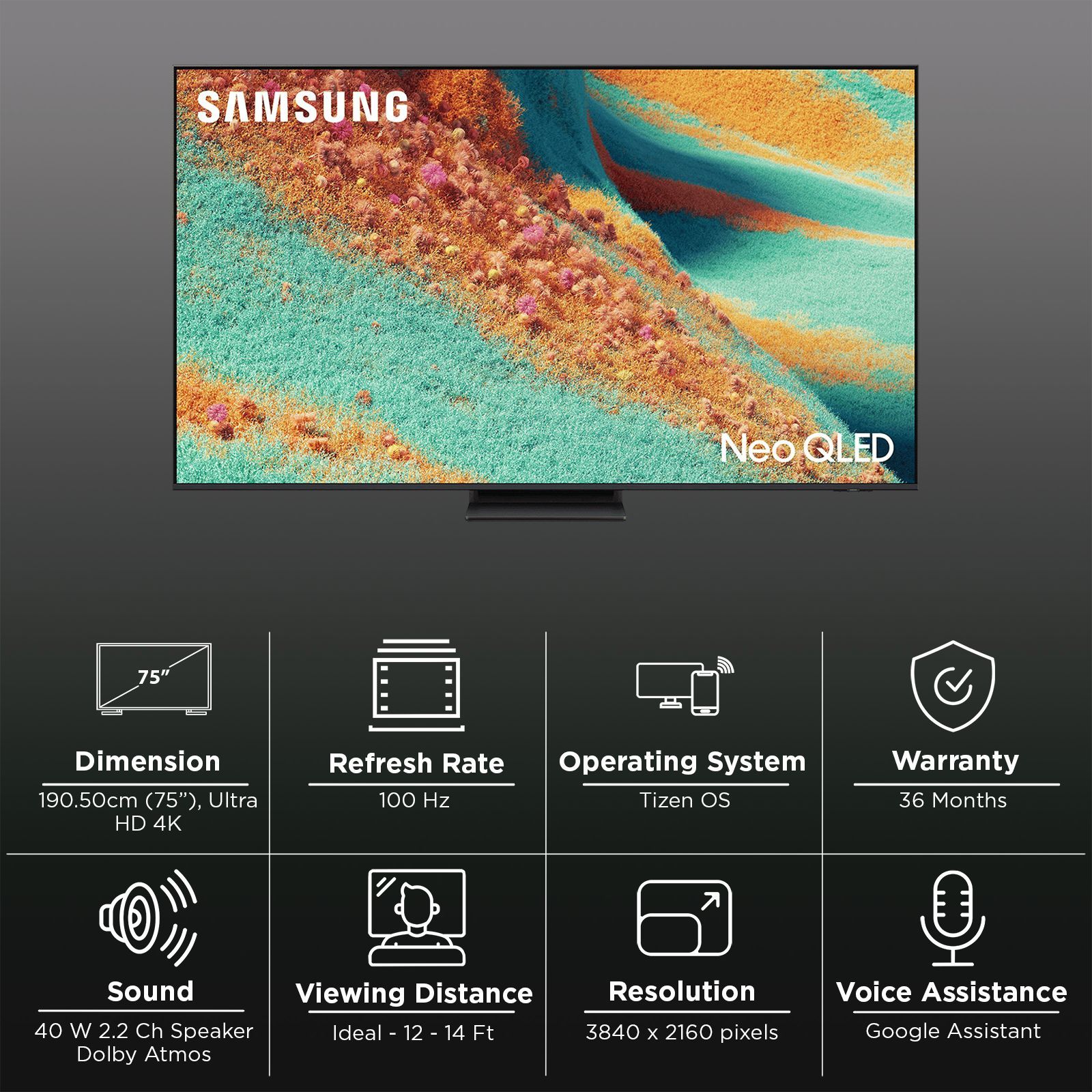 SAMSUNG QN85F 190.5 cm (75 inch) Neo QLED 4K Ultra HD Smart Tizen TV with Buit-in IoT (2025 model)_3