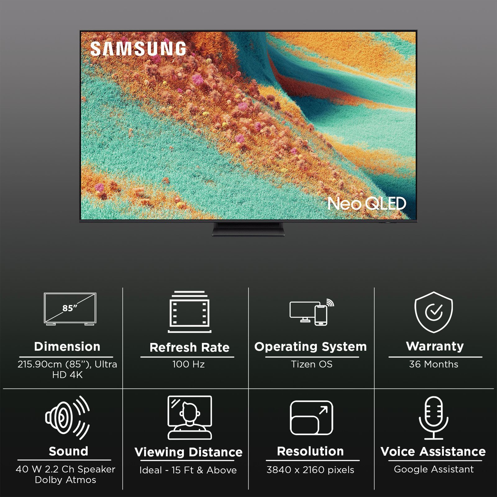 SAMSUNG QN85F 215.9 cm (85 inch) Neo QLED 4K Ultra HD Smart Tizen TV with Buit-in IoT (2025 model)_3