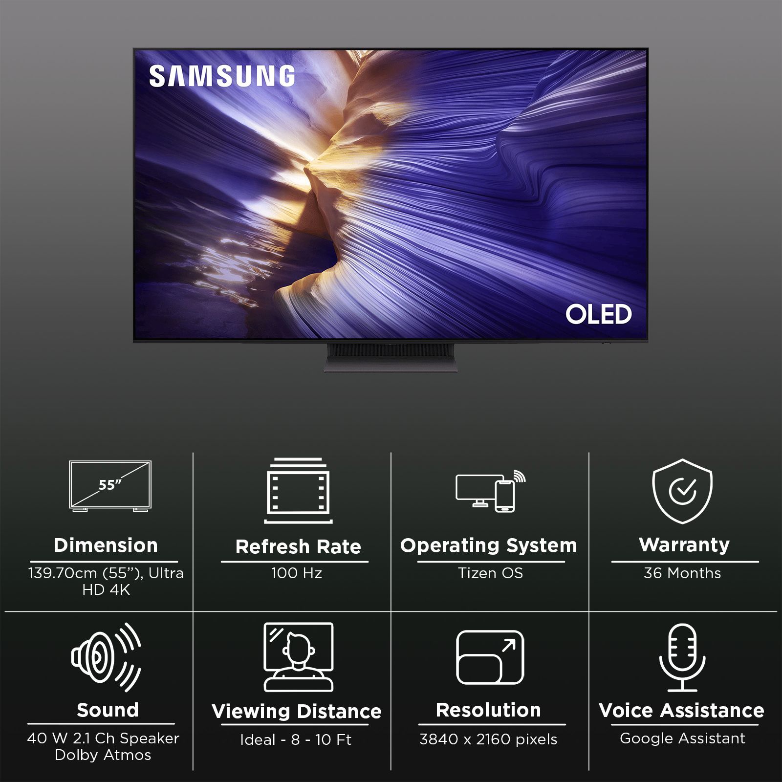 SAMSUNG S90F 139.7 cm (55 inch) 4K Ultra HD OLED Smart Tizen TV with Multiple Voice Assistant (2025 model)_3