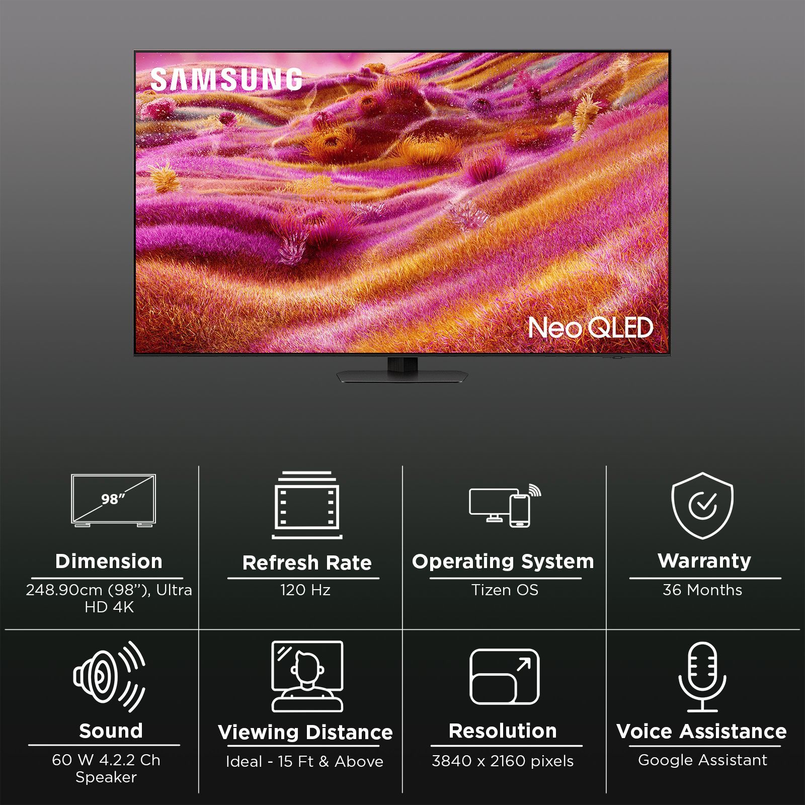 SAMSUNG QN90F 248.9 cm (98 inch) Neo QLED 4K Ultra HD Smart Tizen TV with Buit-in IoT (2025 model)_3