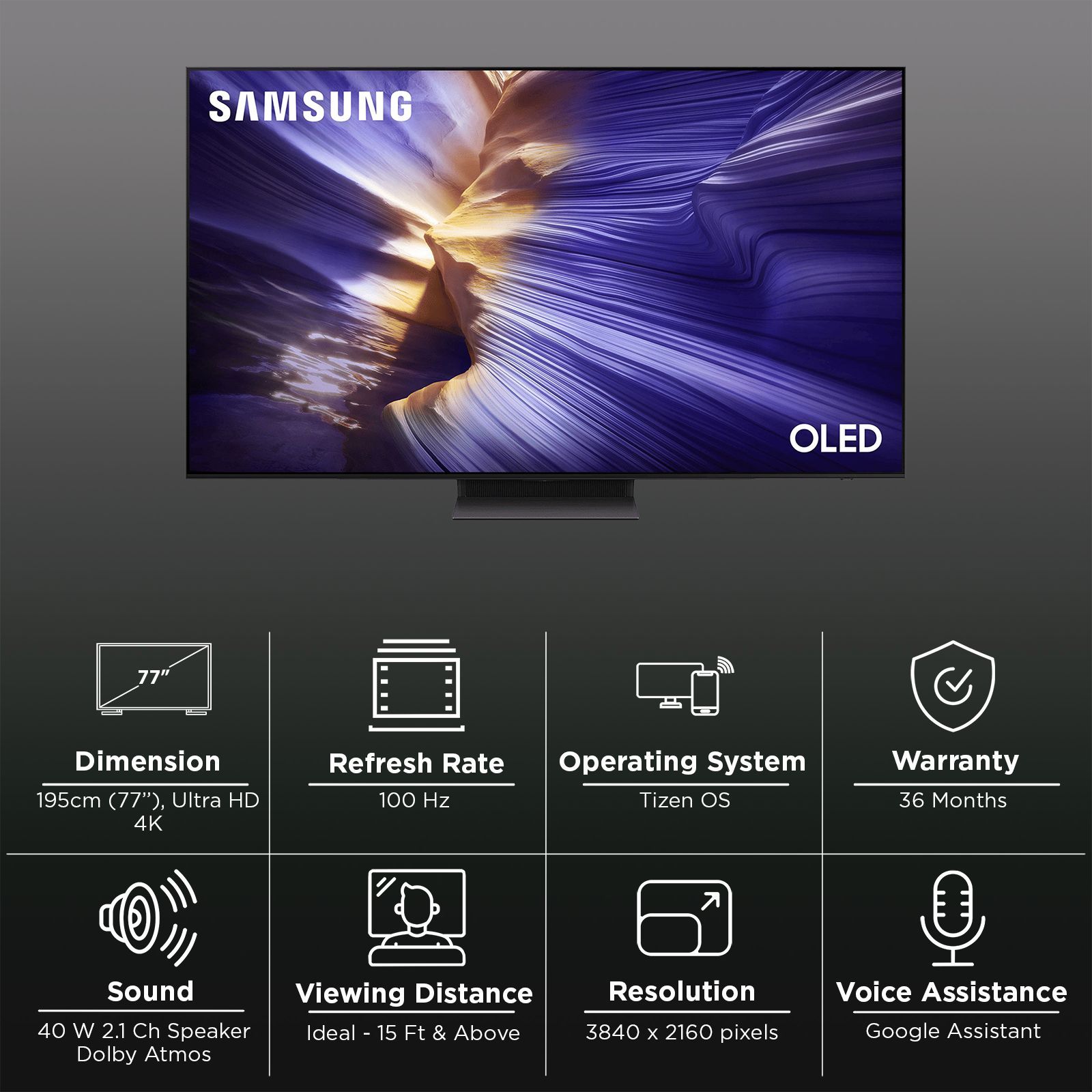 SAMSUNG S90F 195 cm (77 inch) 4K Ultra HD OLED Smart Tizen TV with Multiple Voice Assistant (2025 model)_3