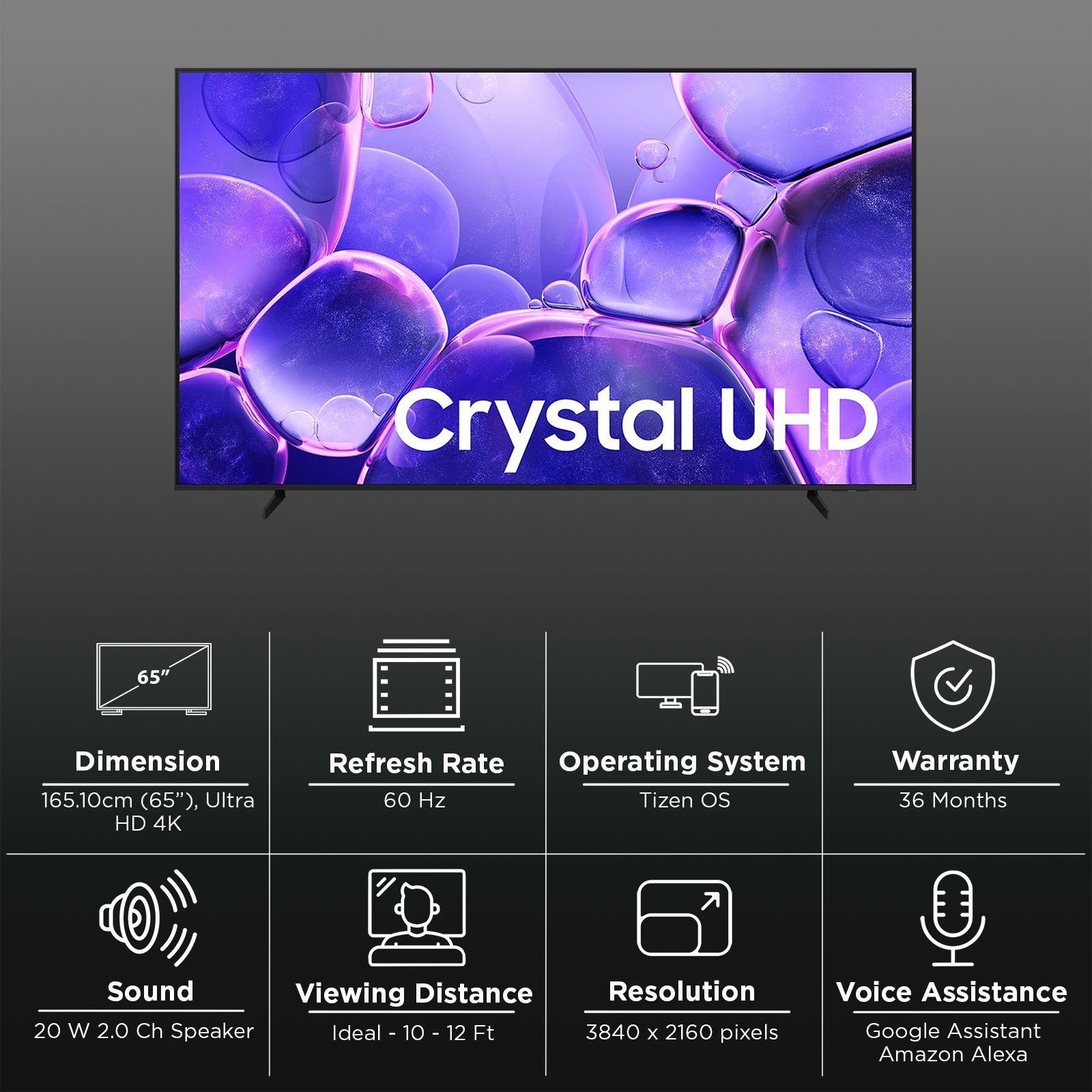 SAMSUNG U8100F 165.1 cm (65 inch) 4K Ultra HD LED Smart Tizen TV with Alexa & Google Assistant (2025 model)_3