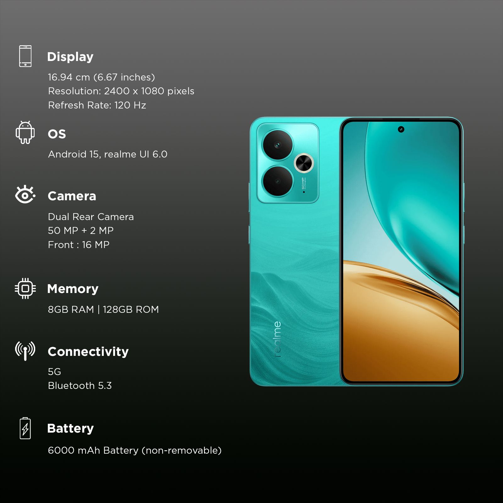 realme 14T 5G (8GB RAM, 128GB, Surf Green)_3
