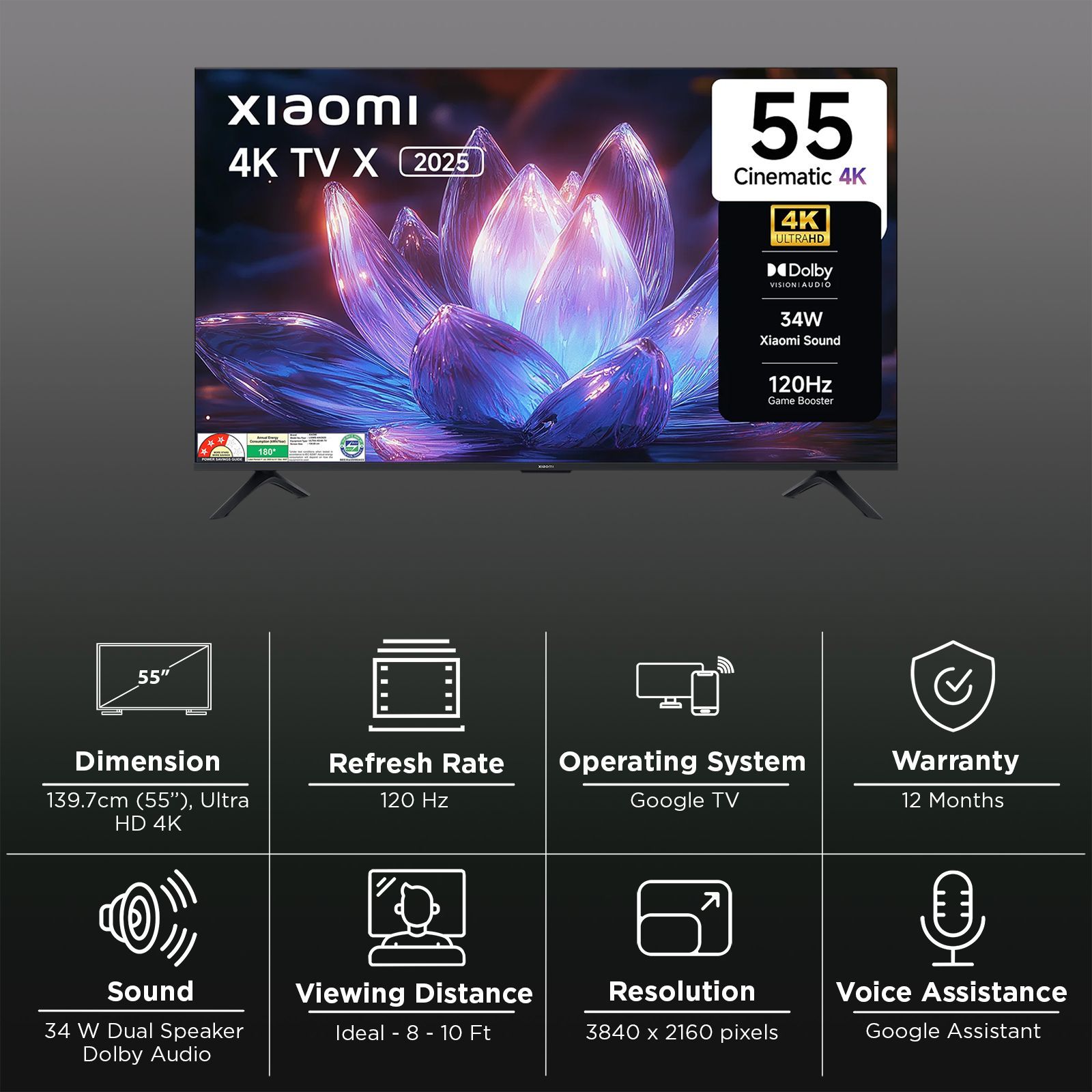 Xiaomi X Series 139.7 cm (55 inch) 4K Ultra HD LED Smart Google TV with Dolby Vision (2025 model)_3