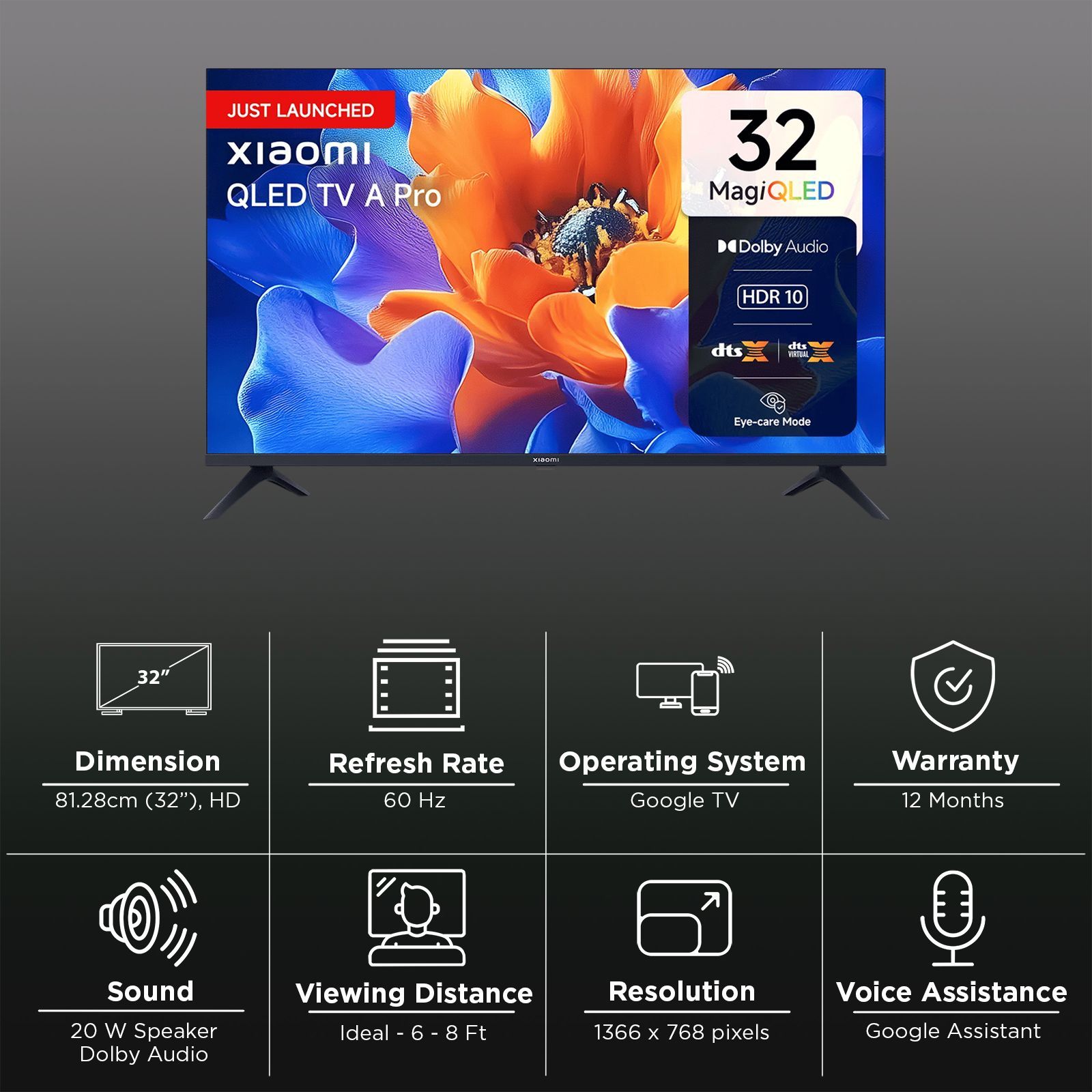 Xiaomi A Pro 81.28 cm (32 inch) QLED HD Smart Google TV with Built-in Google Assistant (2025 model)_3