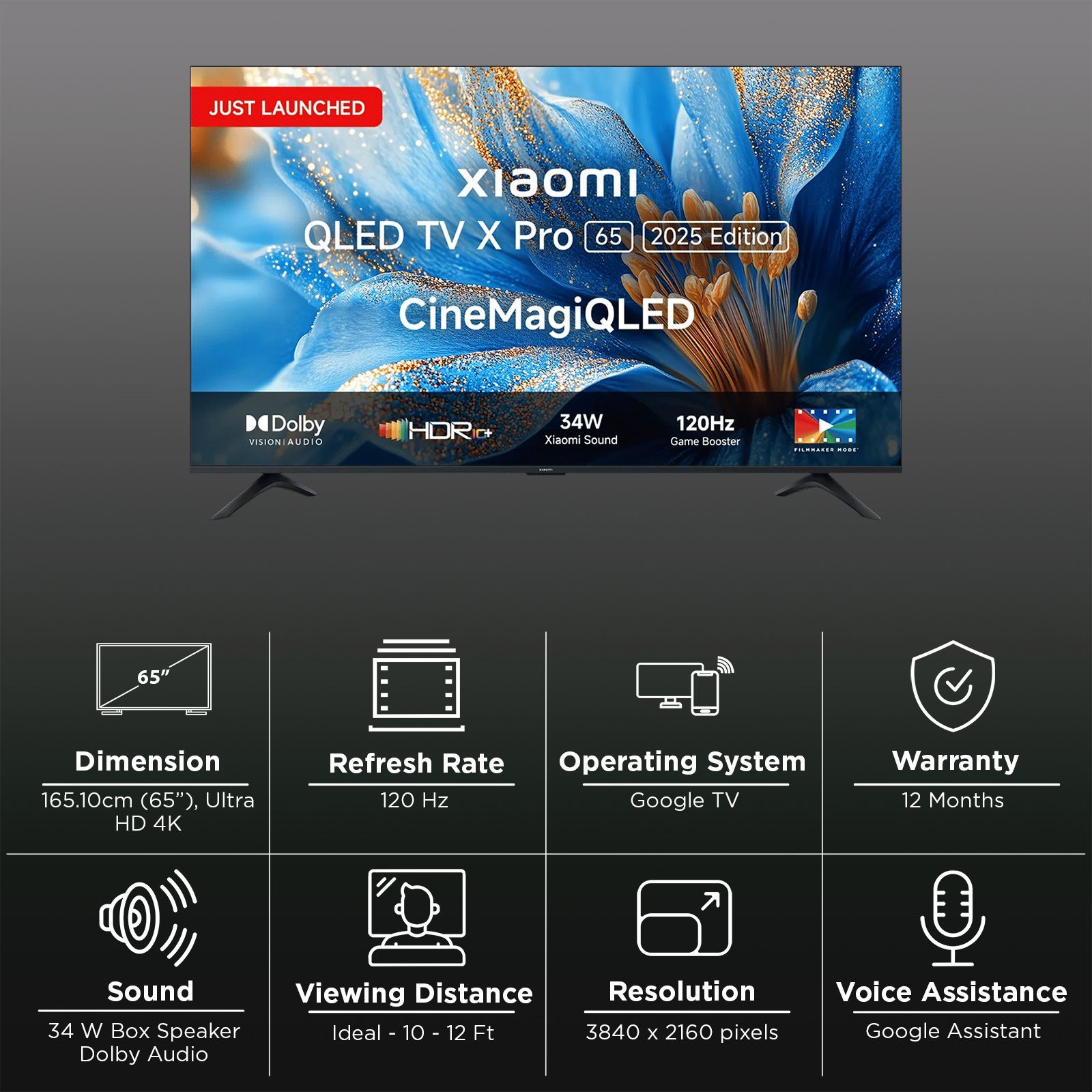 Xiaomi X Pro Series 165.1 cm (65 inch) 4K Ultra HD QLED Smart Google TV with Google Voice Assistant (2025 model)_3