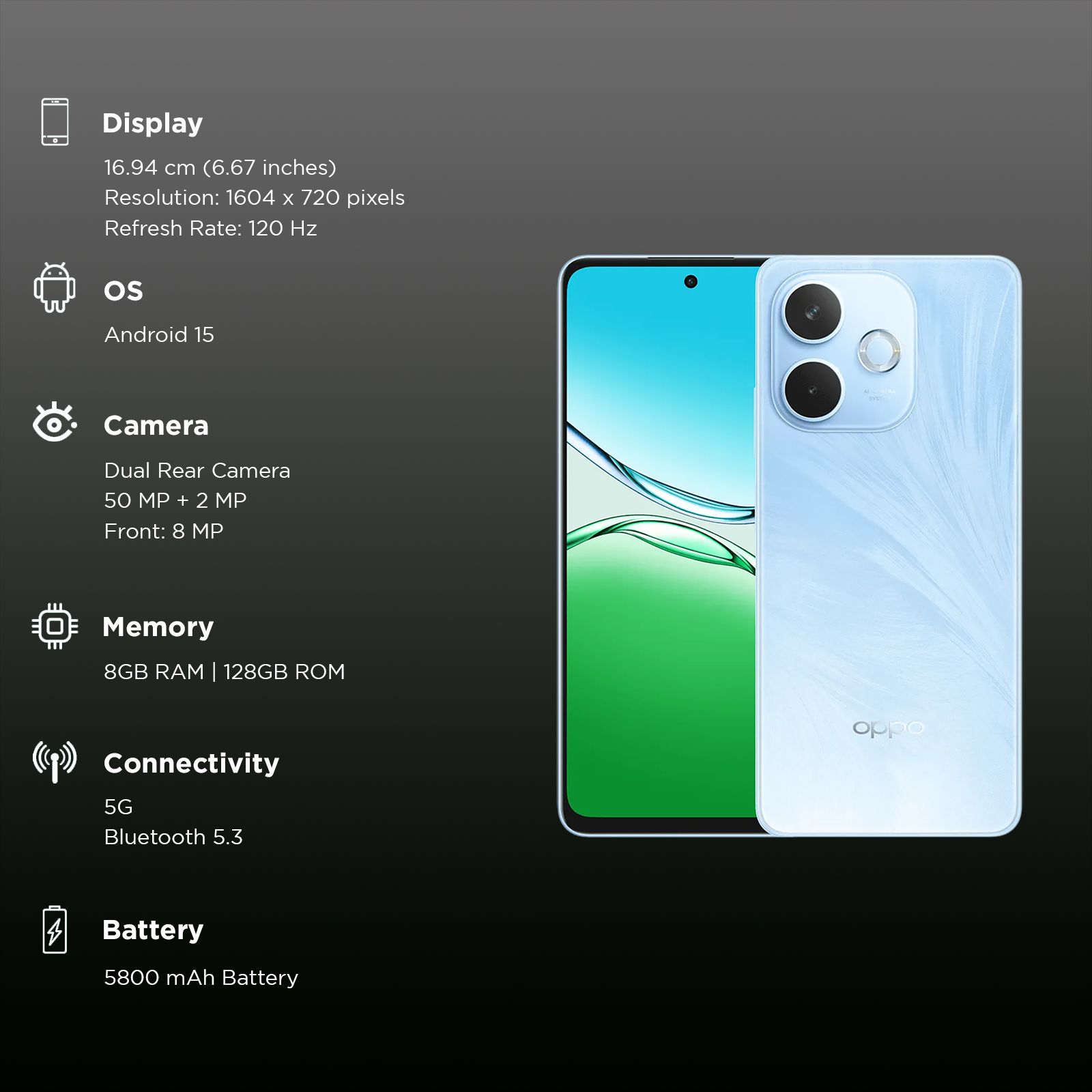 oppo A5 Pro 5G (8GB RAM, 128GB, Feather Blue)_3