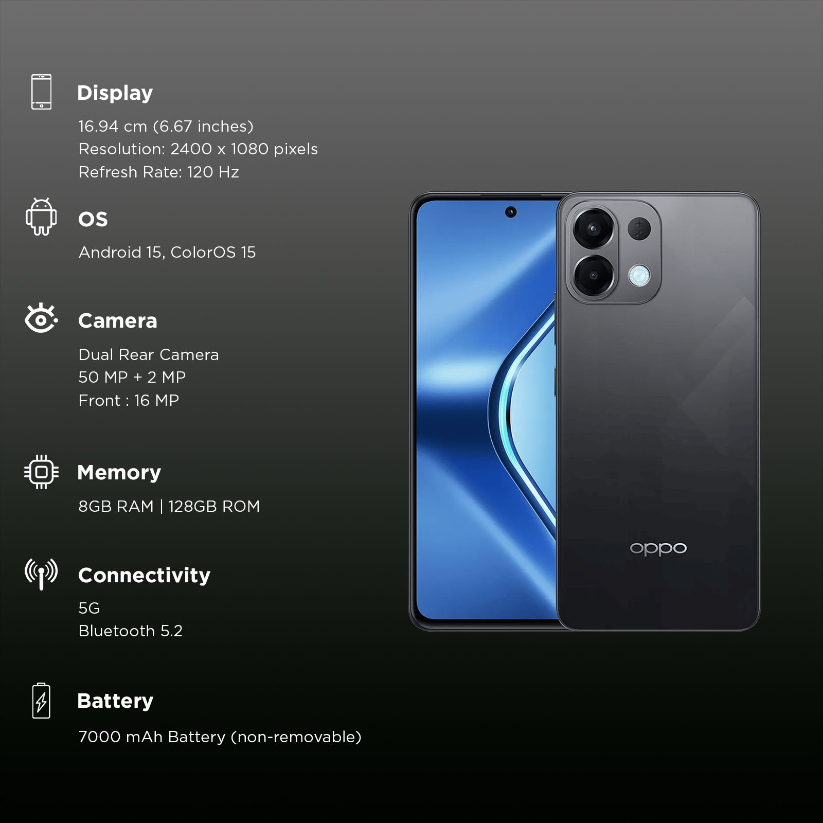 oppo K13 5G (8GB RAM, 128GB, Prism Black)_3