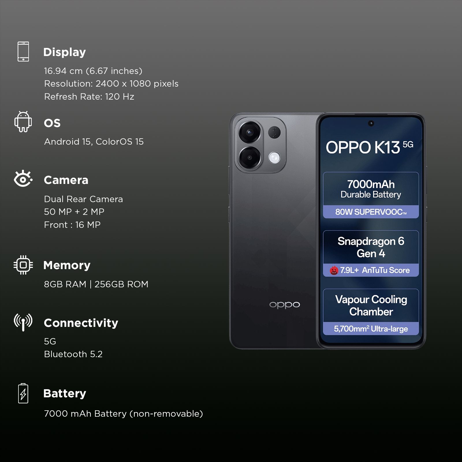 oppo K13 5G (8GB RAM, 256GB, Prism Black) oppo K13 5G (8GB RAM, 256GB, Prism Black)_3