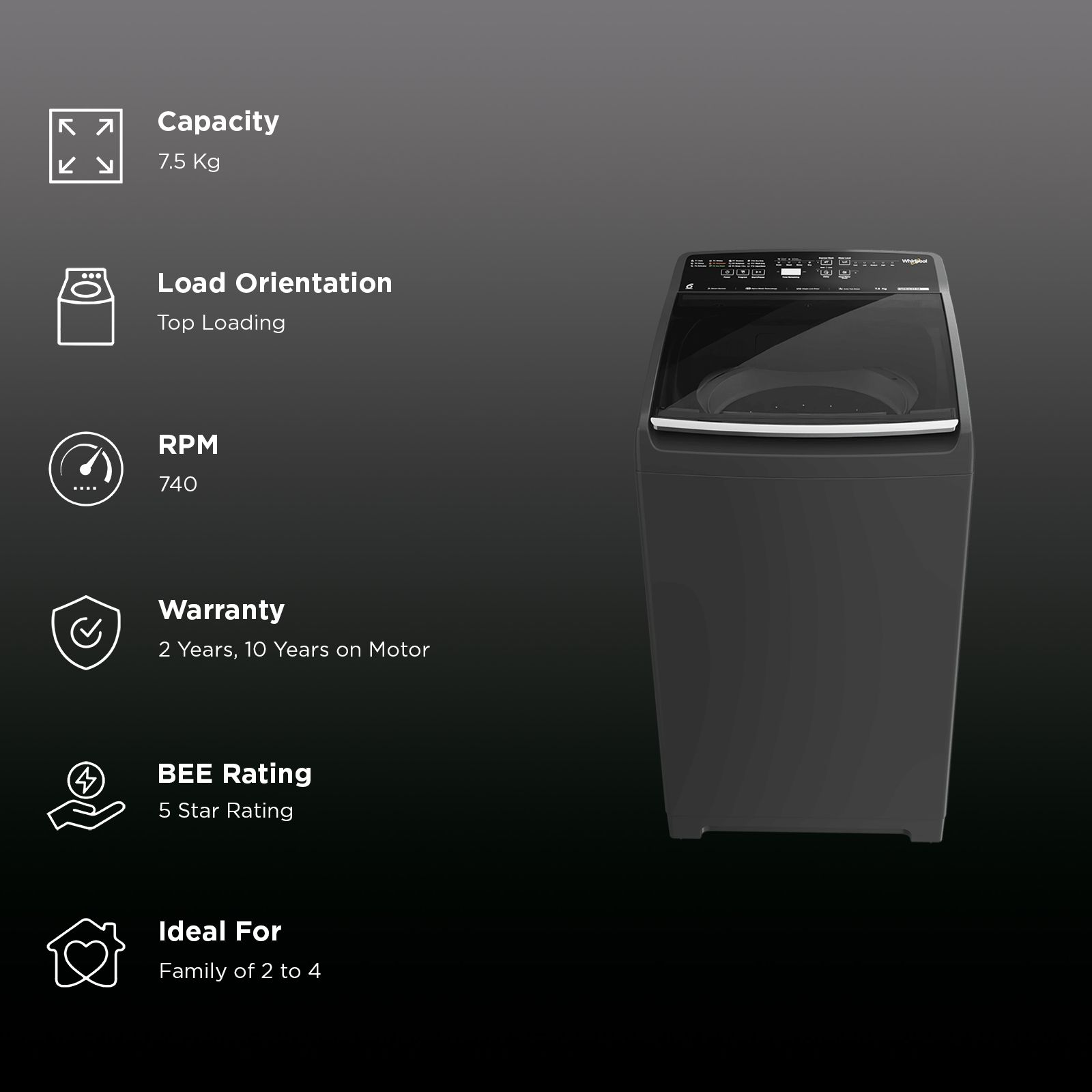 Whirlpool 7.5 kg 5 Star Fully Automatic Top Load Washing Machine (Stainwash Pro, 31686, Power Scrub Technology, Grey)_3