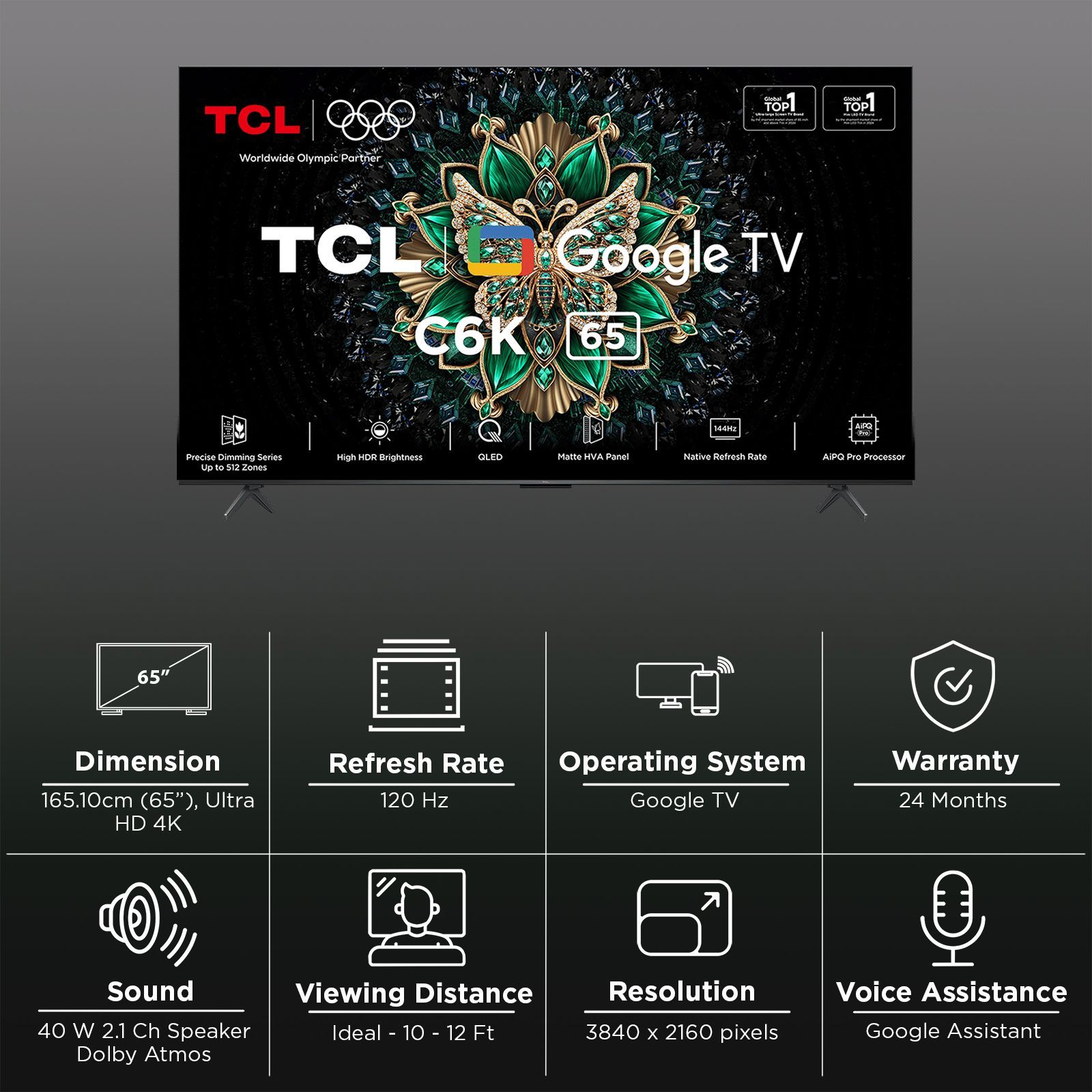 TCL C6K 165.1 cm (65 inch) QD-Mini LED 4K Ultra HD Smart Google TV with Google Voice Assistant (2025 model)_3
