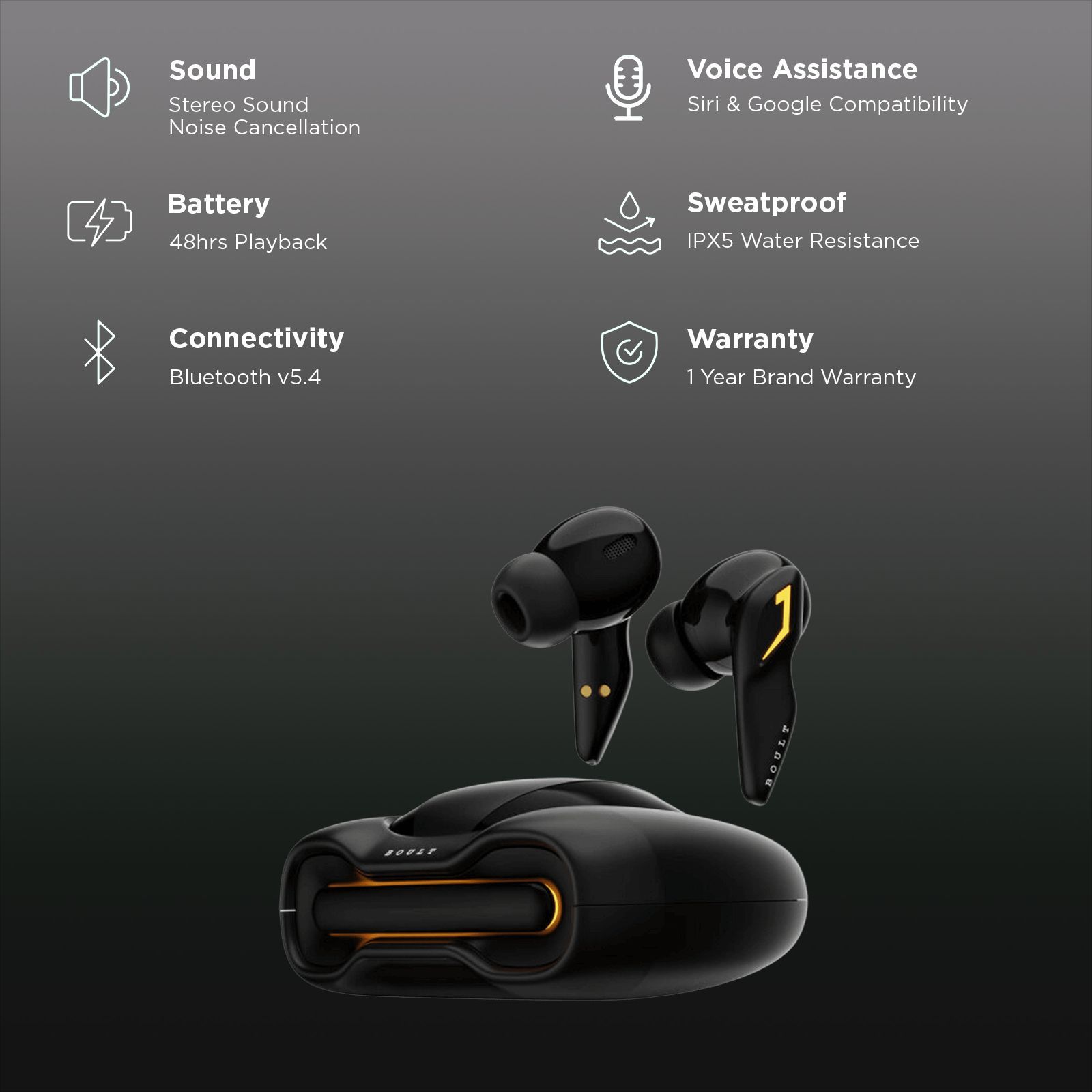 GOBOULT (formerly Boult) Ember TWS Earbuds with Environmental Noise Cancellation (IPX5 Water Resistant, Fast Charging, Black) GOBOULT (formerly Boult) Ember TWS Earbuds with Environmental Noise Cancellation (IPX5 Water Resistant, Fast Charging, Black)_2