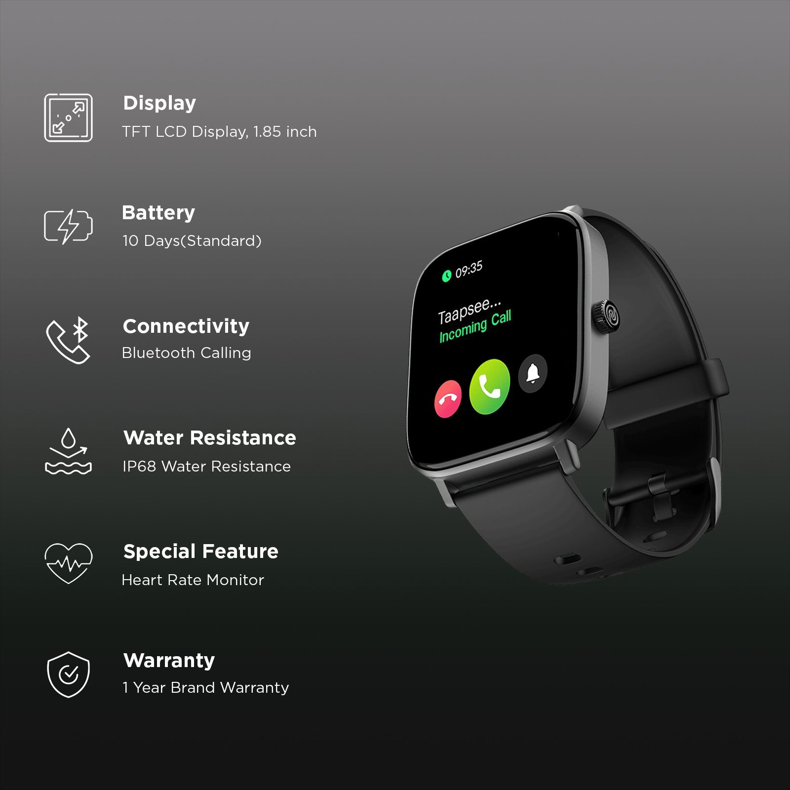 noise ColorFit Victor 2025 Smartwatch with Bluetooth Calling (46.9mm TFT LCD Display, IP68 Water Resistant, Jet Black Strap) noise ColorFit Victor 2025 Smartwatch with Bluetooth Calling (46.9mm TFT LCD Display, IP68 Water Resistant, Jet Black Strap)_2