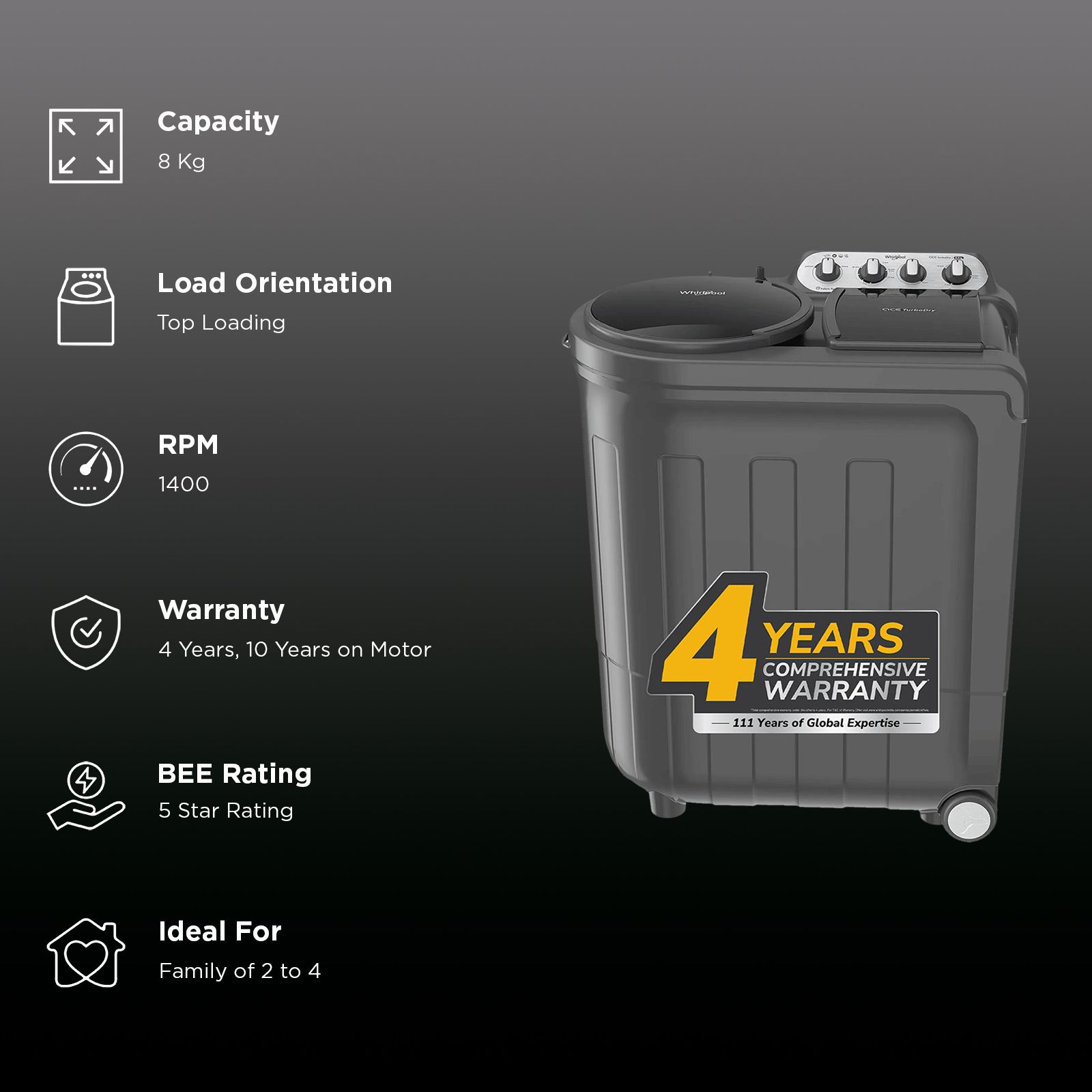 Whirlpool 8.0 kg 5 Star Semi Automatic Washing Machine with In built Scrubber (Magic Clean, 30318, Grey) Whirlpool 8.0 kg 5 Star Semi Automatic Washing Machine with In built Scrubber (Magic Clean, 30318, Grey)_3