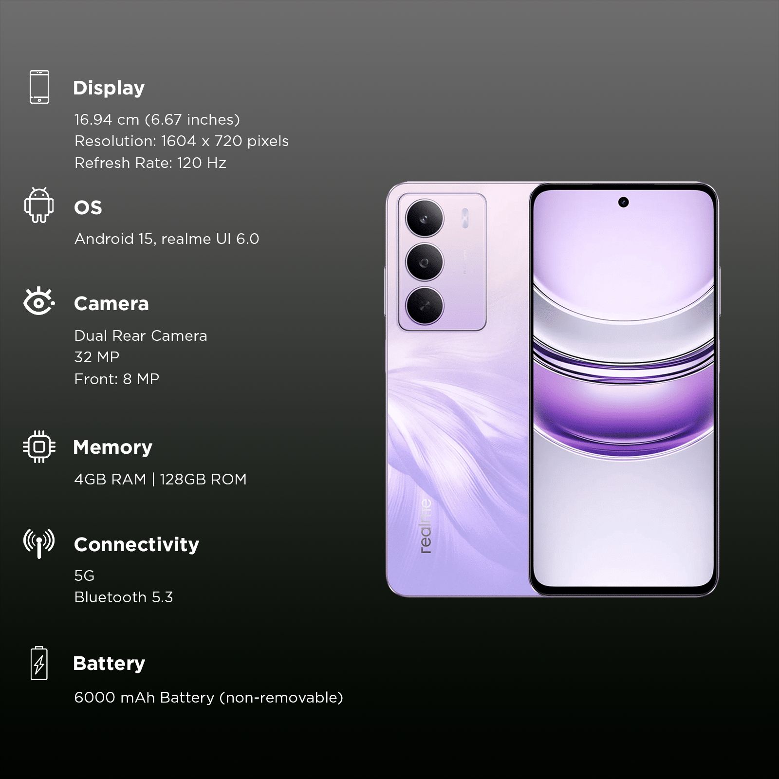 realme C75 5G (4GB RAM, 128GB, Purple Blossom) realme C75 5G (4GB RAM, 128GB, Purple Blossom)_3