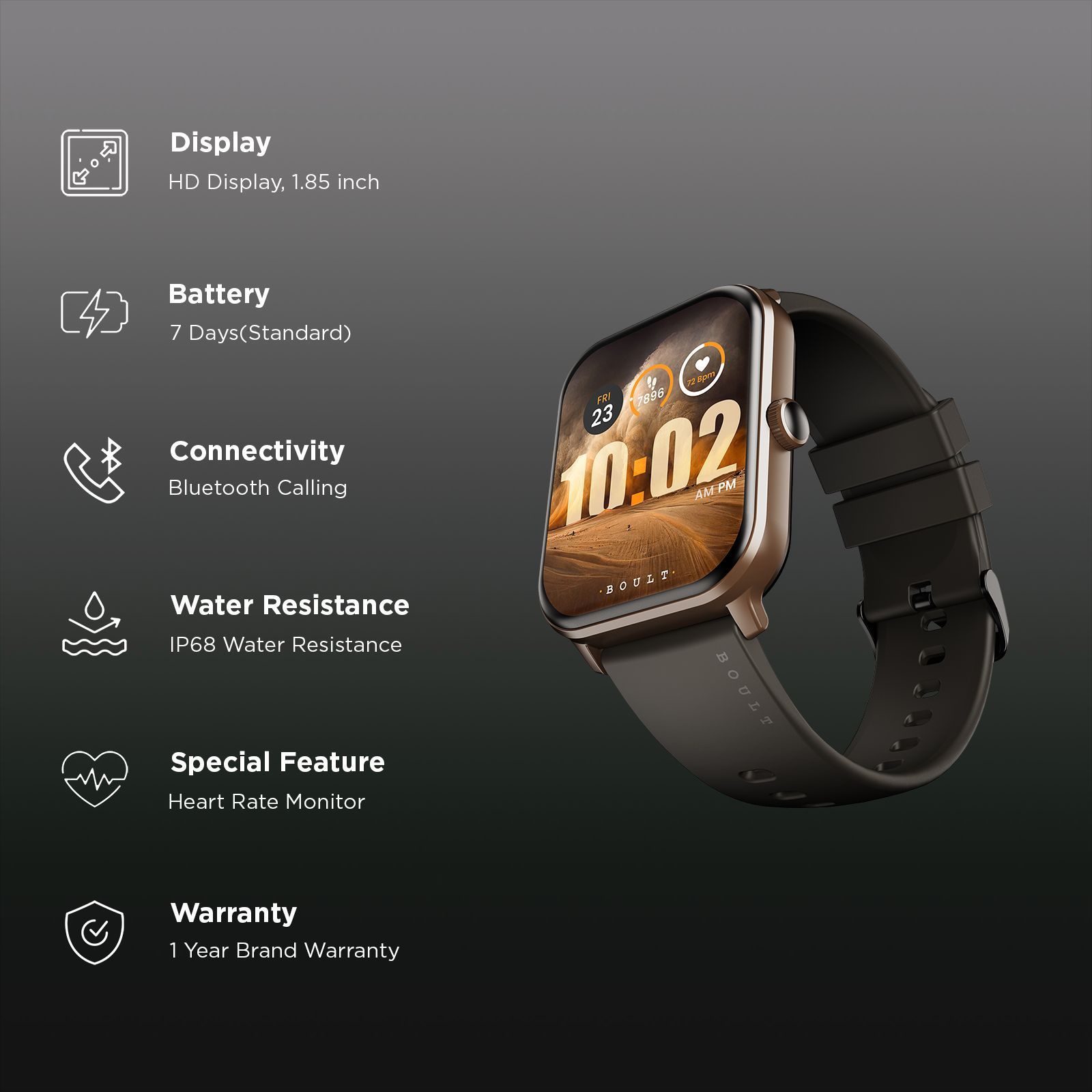 GOBOULT Dive Plus Smartwatch with Bluetooth Calling (46.9mm HD Display, IP68 Water Resistant, Black Coffee Strap) GOBOULT Dive Plus Smartwatch with Bluetooth Calling (46.9mm HD Display, IP68 Water Resistant, Black Coffee Strap)_2