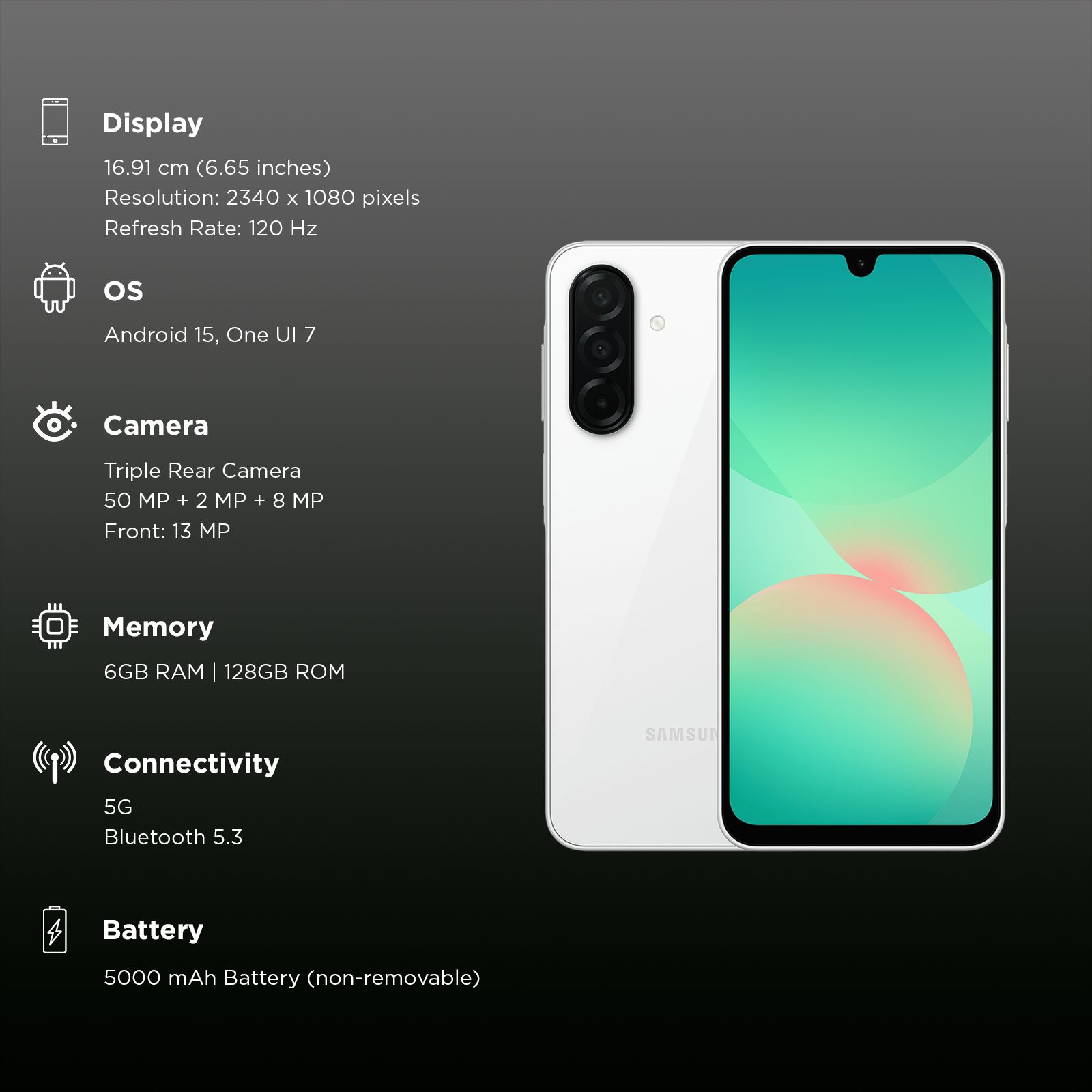 SAMSUNG Galaxy A26 5G (6GB RAM, 128GB, Awesome White)_3