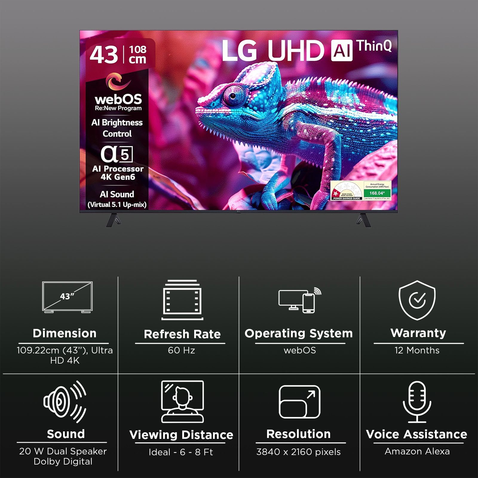 LG UR75 109.22 cm (43 inch) 4K Ultra HD LED Smart WebOS TV with Built-in Alexa (2025 model)_3