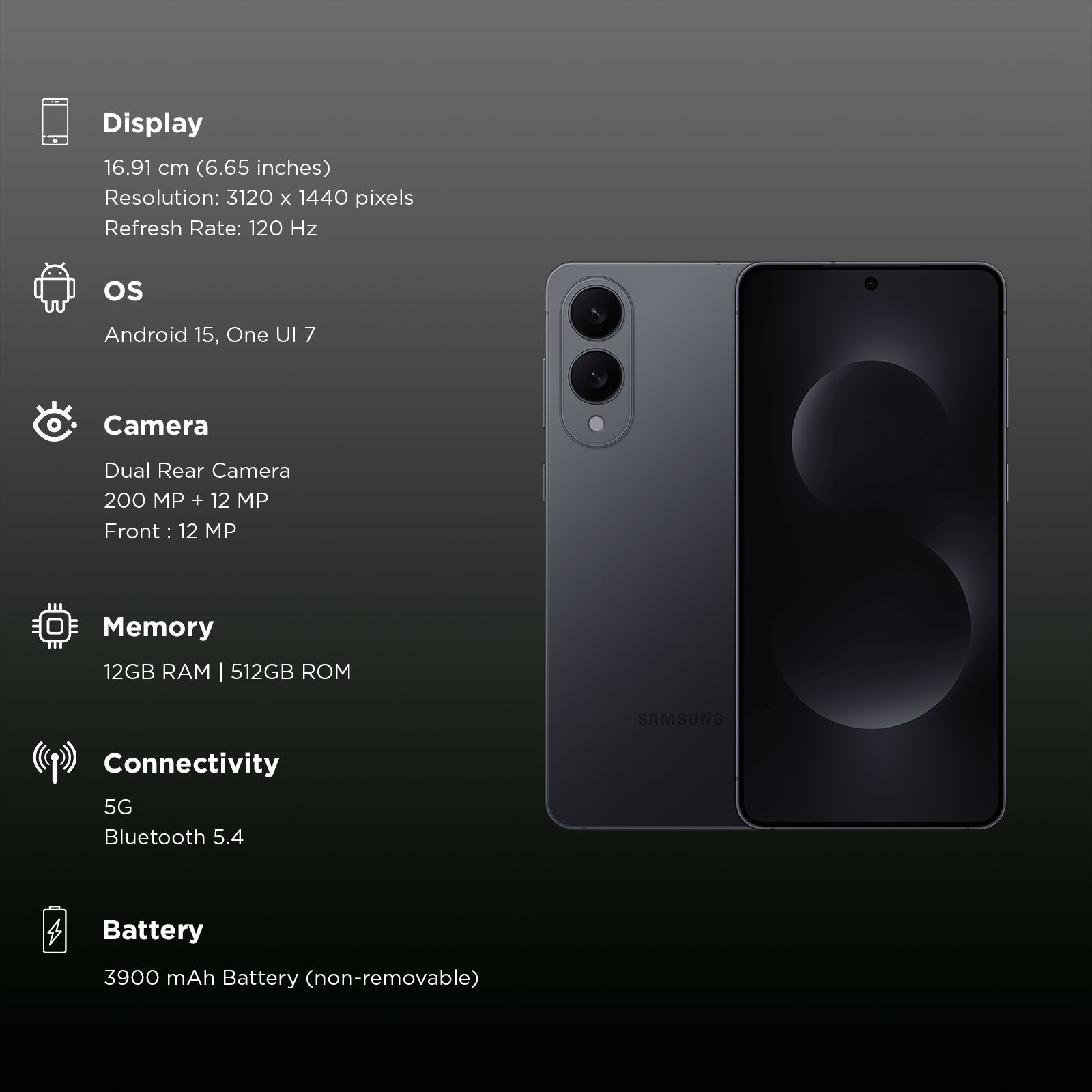 SAMSUNG Galaxy S25 Edge 5G (12GB RAM, 512GB, Titanium Jetblack)_3