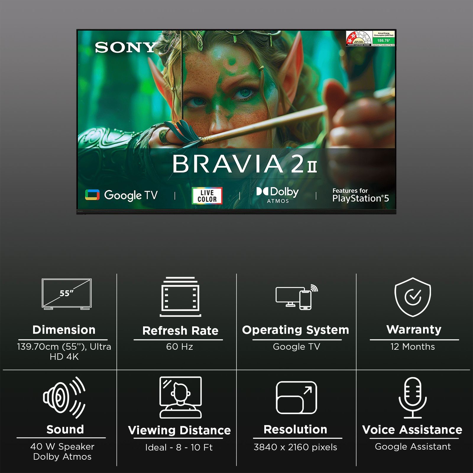 SONY BRAVIA 2 II 139.7 cm (55 inch) 4K Ultra HD LED Smart Google TV with Built- in Chromecast (2025 model)_3