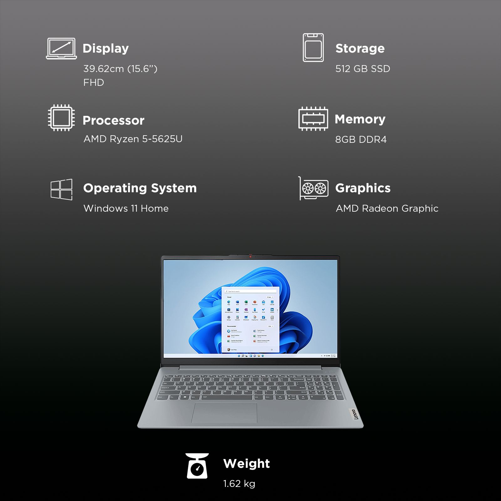 Lenovo IdeaPad Slim 3 15ABR8 AMD Ryzen 5 Thin & Light Laptop (8GB, 512GB SSD, Windows 11 Home, 15.6 inch Full HD Display, 1.62 KG) Lenovo IdeaPad Slim 3 15ABR8 AMD Ryzen 5 Thin & Light Laptop (8GB, 512GB SSD, Windows 11 Home, 15.6 inch Full HD Display, 1.62 KG)_3