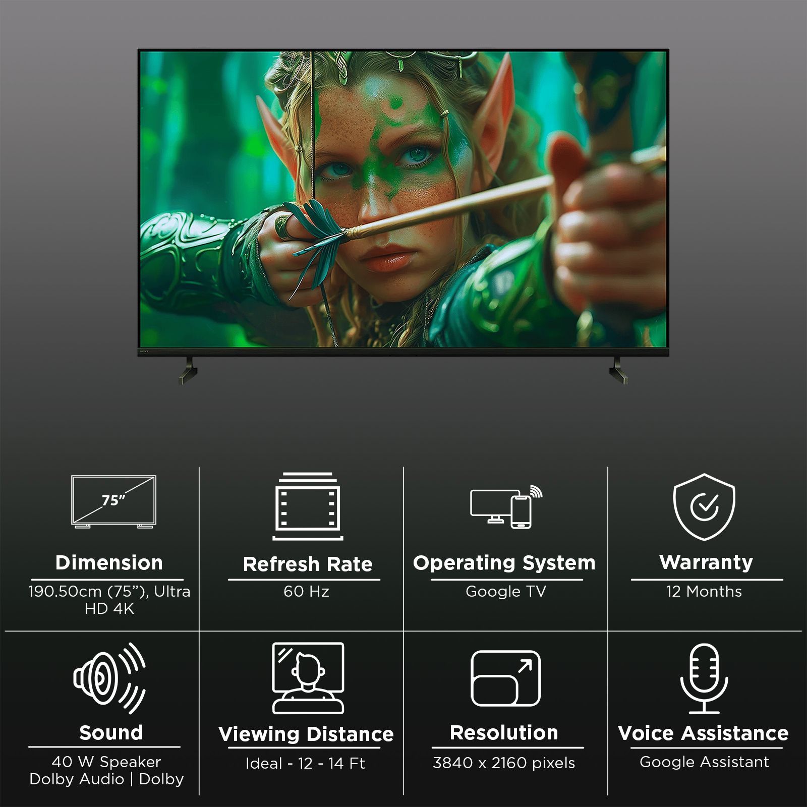 SONY BRAVIA 2 II 190.5 cm (75 inch) 4K Ultra HD LED Smart Google TV with Built- in Chromecast (2025 model)_3