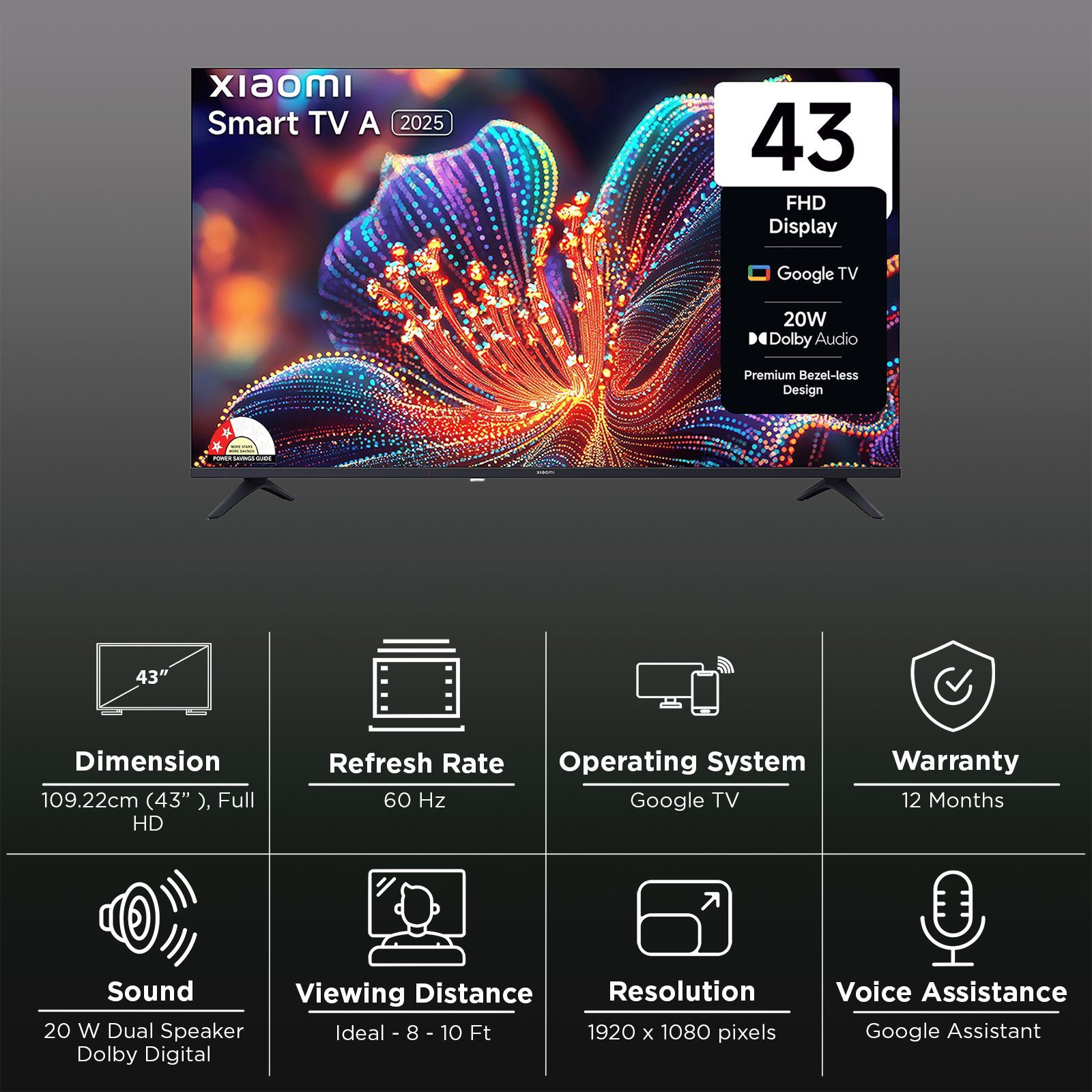 Xiaomi A Series 109.22 cm (43 inch) Full HD LED Smart Google TV with Dolby Audio (2025 model)_3