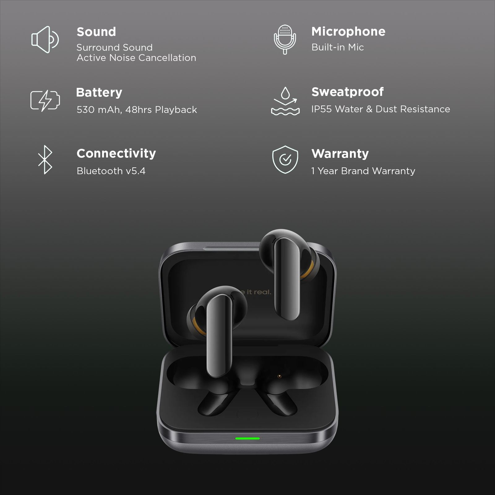 realme Buds Air 7 Pro TWS Earbuds with Active Noise Cancellation (IP55 Water & Dust Resistant, Google Fast Pair, Metalic Grey)_2