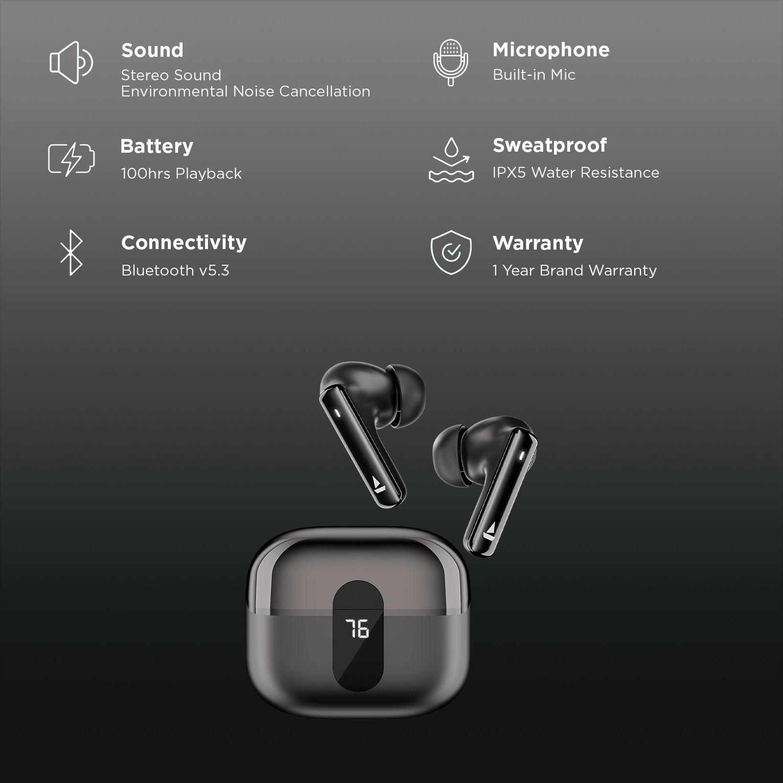 boAt Airdopes Plus 318 TWS Earbuds with Environmental Noise Cancellation (IPX5 Water Resistant, ASAP Charge, Active Black)_2