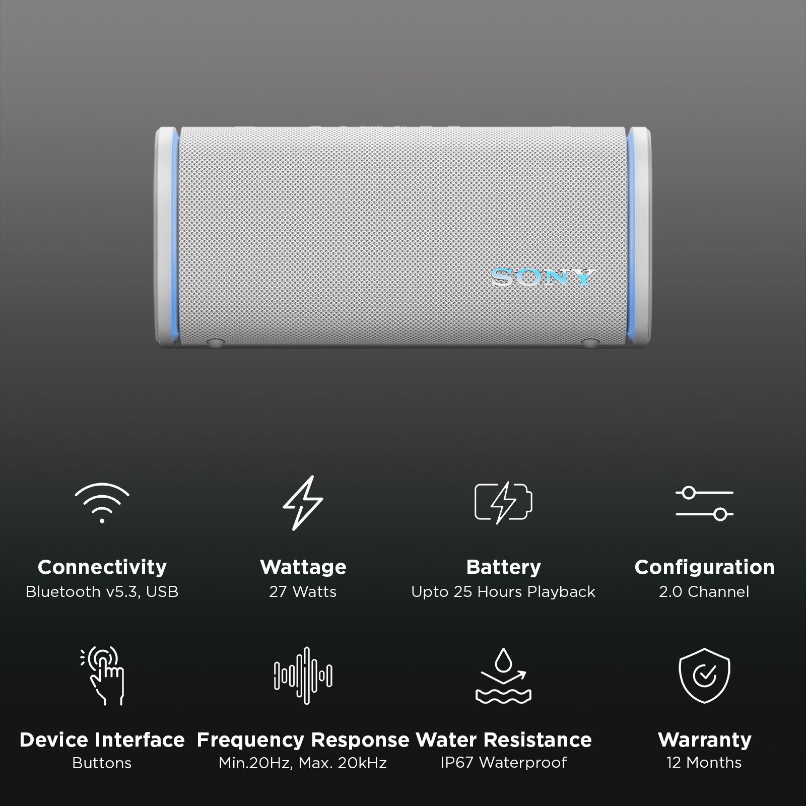 SONY ULT FIELD 5 Portable Bluetooth Speaker (IP66, IP67 Water Resistant, Party Connect, 2.0 Channel, Off White)_2