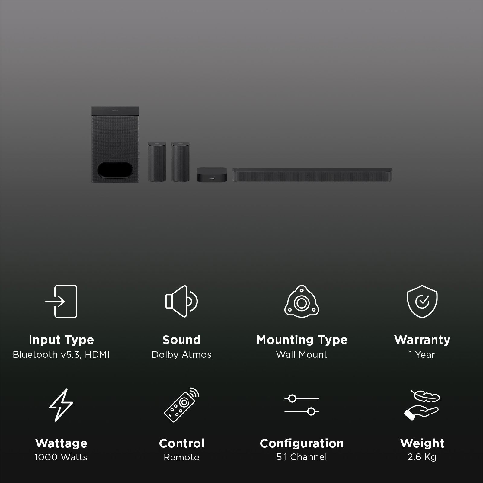 SONY BRAVIA Theatre System 6 1000W Bluetooth Home Theatre with Remote (Vertical Surround Engine, 5.1 Channel, Black) SONY BRAVIA Theatre System 6 1000W Bluetooth Home Theatre with Remote (Vertical Surround Engine, 5.1 Channel, Black)_3