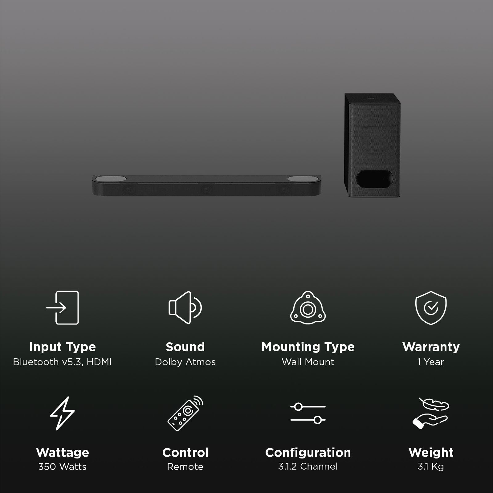 SONY BRAVIA Theatre Bar 6 350W Bluetooth Home Theatre with Remote (Vertical Surround Engine, 3.1.2 Channel, Black) SONY BRAVIA Theatre Bar 6 350W Bluetooth Home Theatre with Remote (Vertical Surround Engine, 3.1.2 Channel, Black)_3