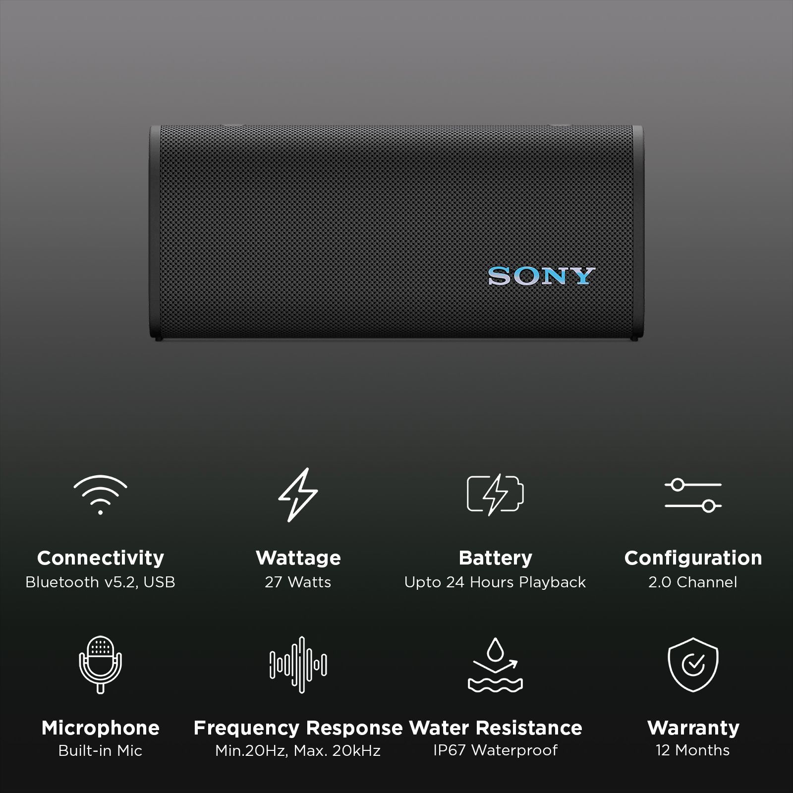 SONY ULT FIELD 3 Portable Bluetooth Speaker (IP66, IP67 Water Resistant, Party Connect, 2.0 Channel, Black)_2