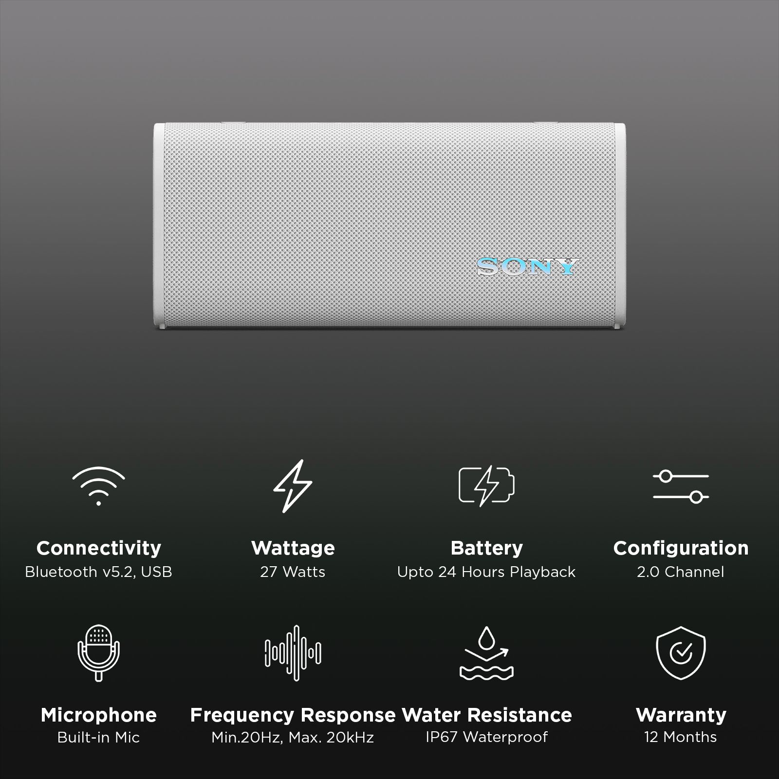 SONY ULT FIELD 3 Portable Bluetooth Speaker (IP66, IP67 Water Resistant, Party Connect, 2.0 Channel, Off White)_2