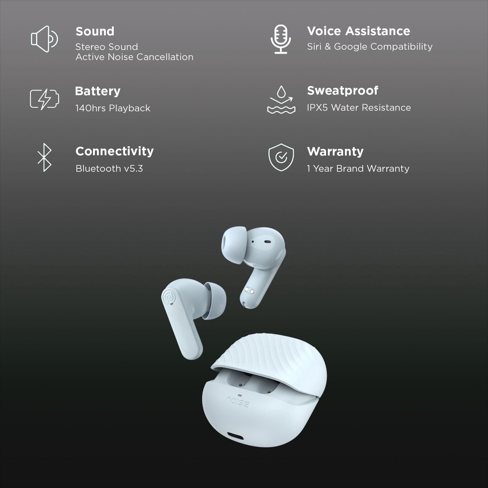 noise Buds X2 TWS Earbuds with Active Noise Cancellation (IPX5 Water Resistant, Instacharge, Tide Blue)_2