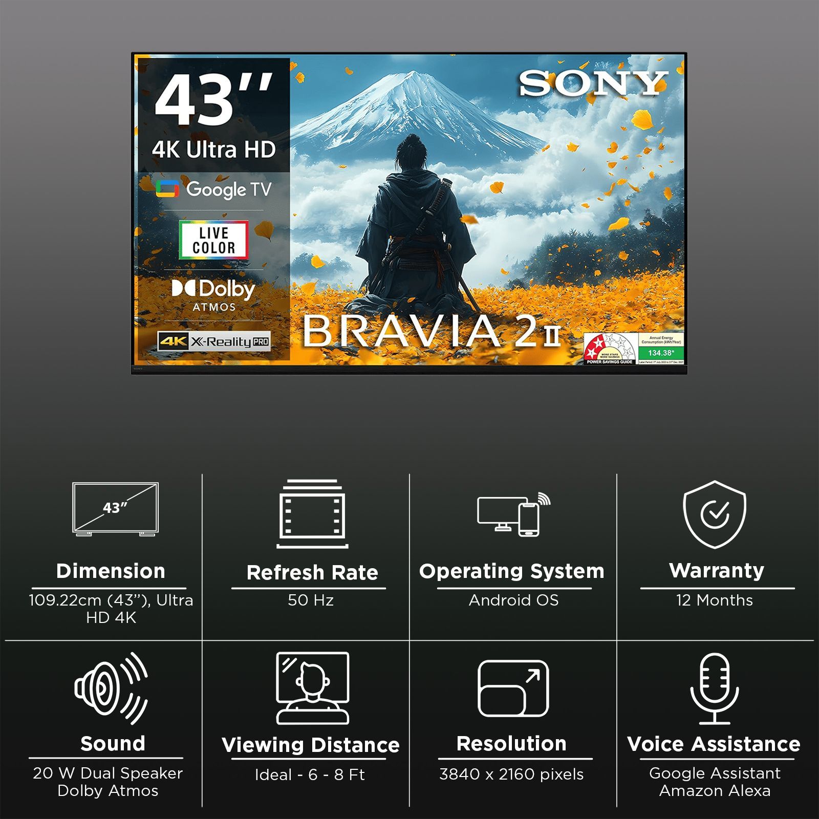SONY BRAVIA 2 II 109.22 cm (43 inch) LCD 4K Ultra HD Smart Android TV with Google Voice Assistant (2025 model) SONY BRAVIA 2 II 109.22 cm (43 inch) LCD 4K Ultra HD Smart Android TV with Google Voice Assistant (2025 model)_3