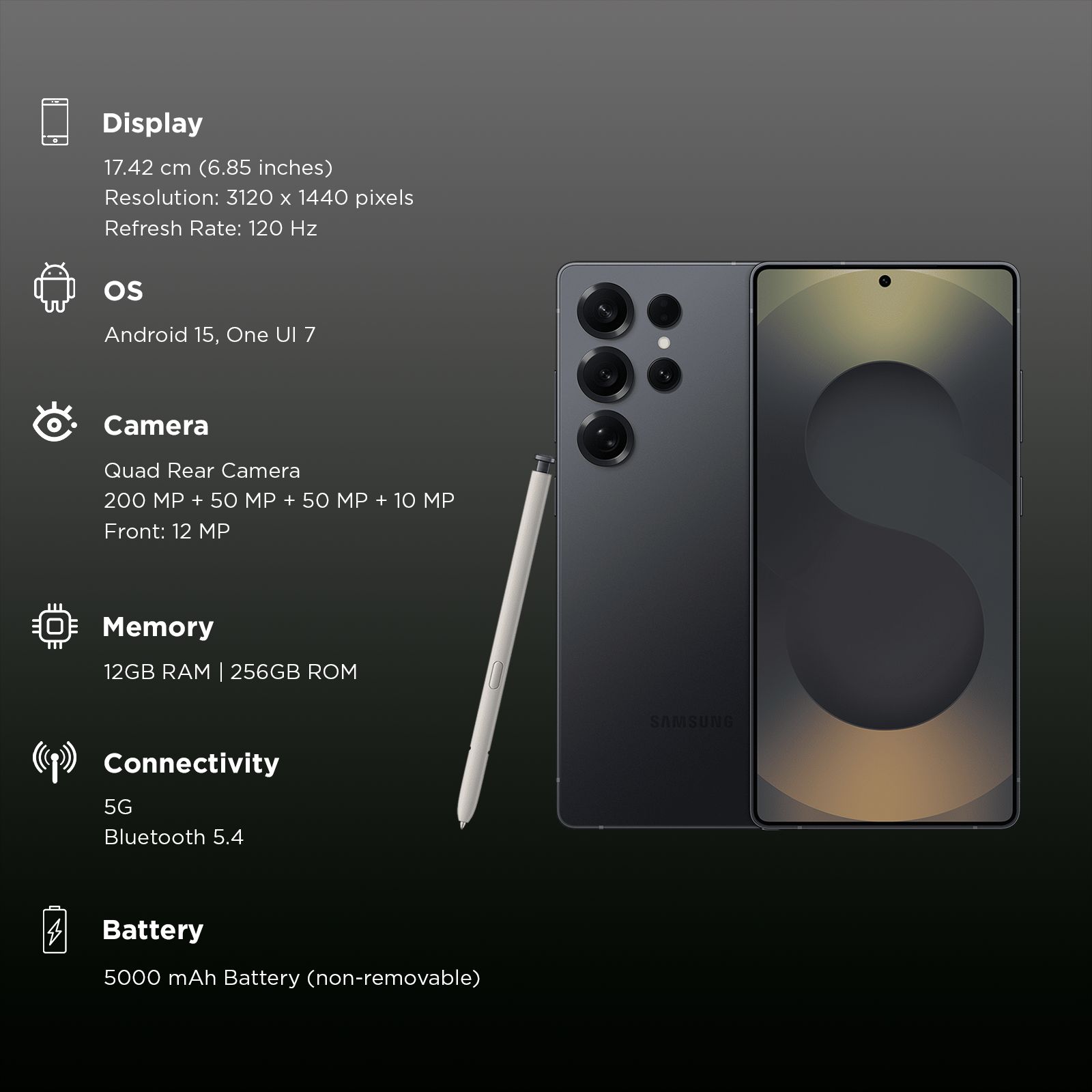 SAMSUNG Galaxy S25 Ultra 5G (12GB RAM, 256GB, Titanium Jetblack) SAMSUNG Galaxy S25 Ultra 5G (12GB RAM, 256GB, Titanium Jetblack)_3