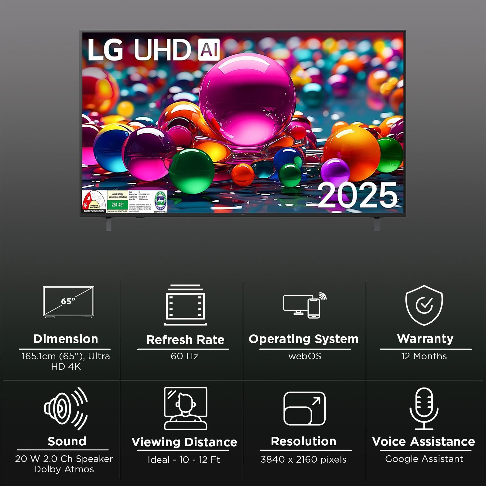 LG UA8350 165.1 cm (65 inch) 4K Ultra HD Smart WebOS TV with AI Magic Remote (2025 model)_3