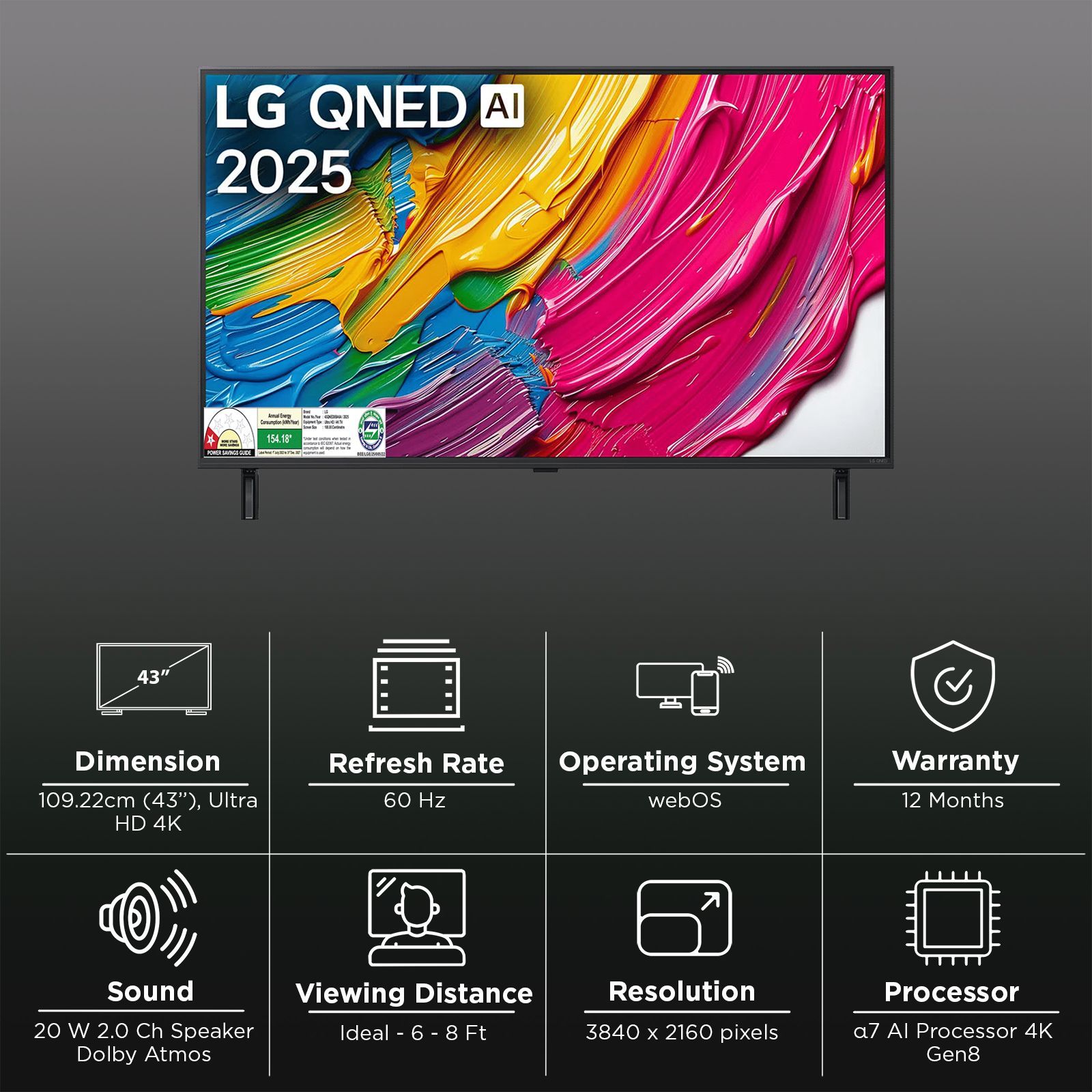LG QNED 8BA 109.22 cm (43 inch) QNED 4K Ultra HD Smart WebOS TV with Dolby Atmos (2025 Model)_3