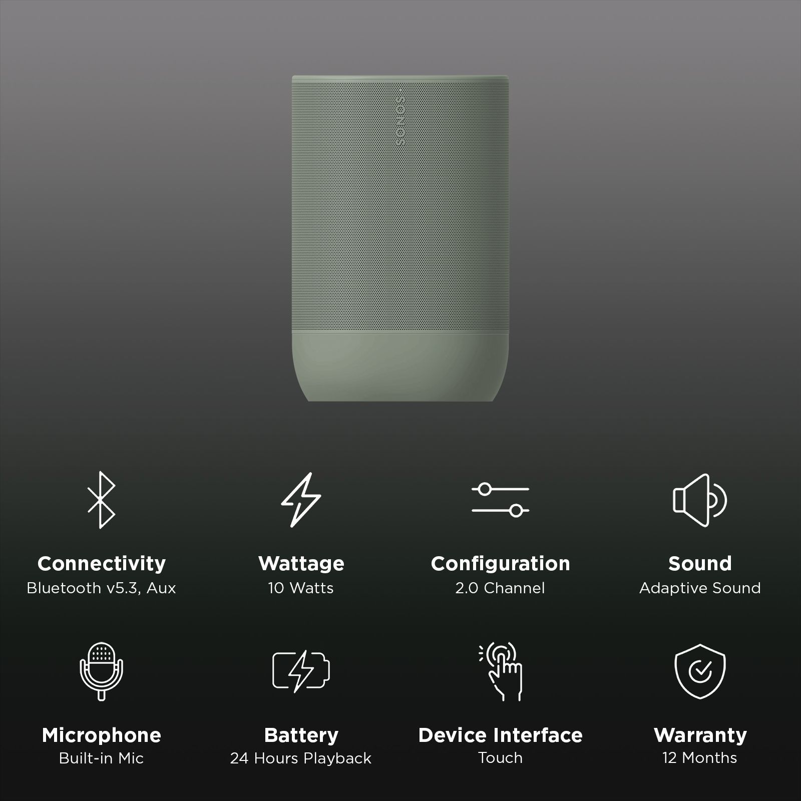 SONOS Move 2 with Built-in Alexa Smart Wi-Fi Speaker (Touch Control, Green) SONOS Move 2 with Built-in Alexa Smart Wi-Fi Speaker (Touch Control, Green)_2