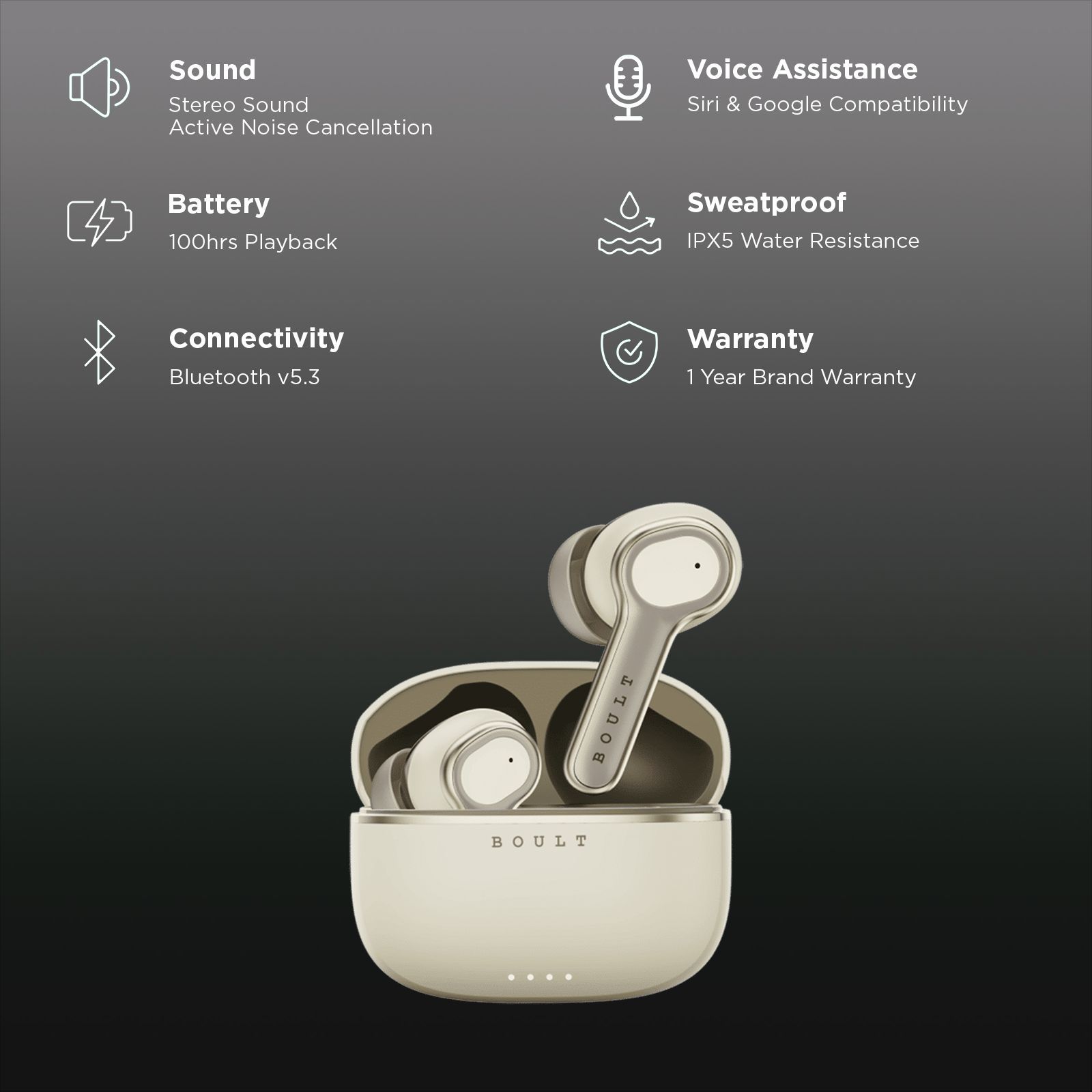 GOBOULT (formerly Boult) Z40 Ultra TWS Earbuds with Active Noise Cancellation (IPX5 Water Resistant, Dual Device Pairing, Beige)_2