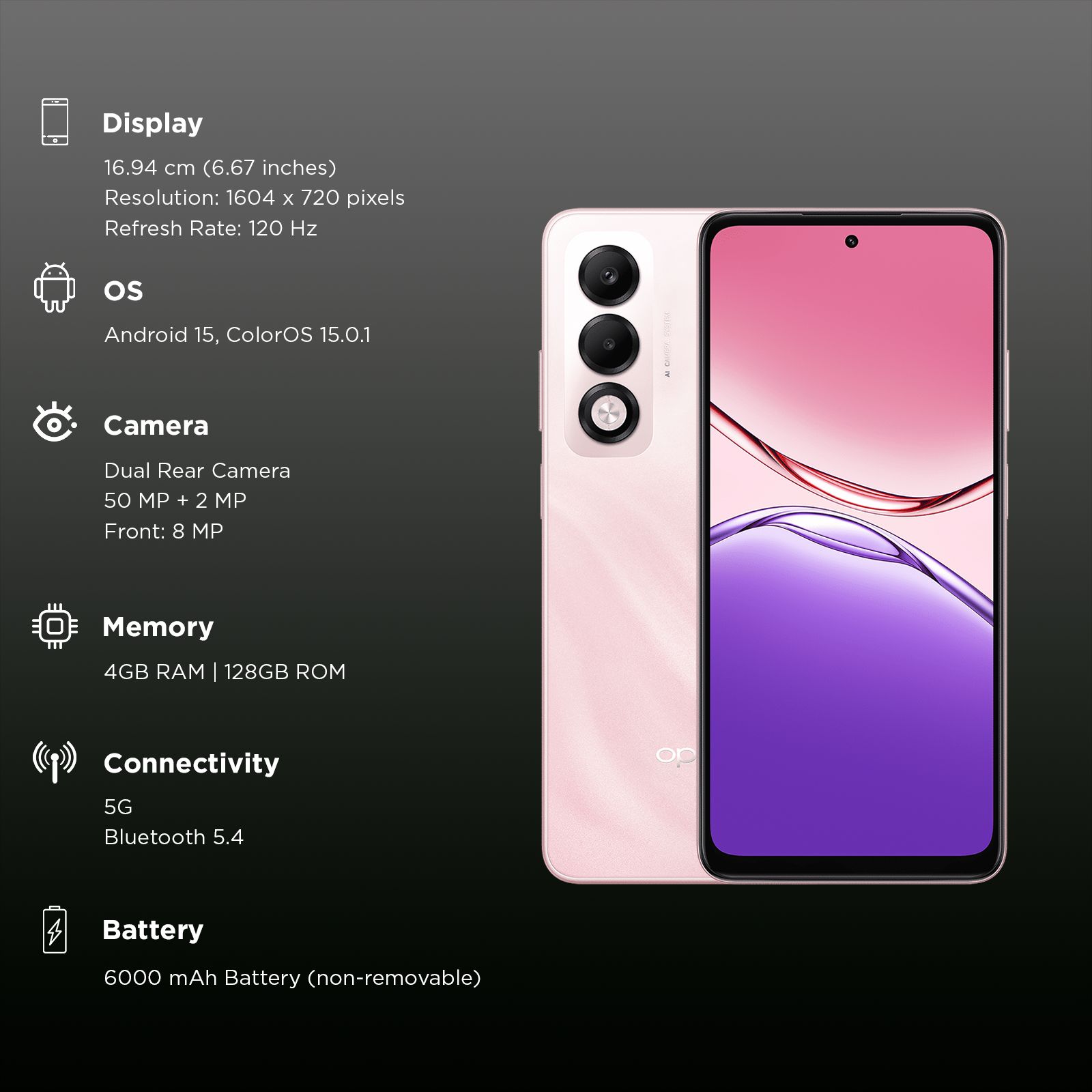 oppo K13x 5G (4GB RAM, 128GB, Sunset Peach)_3