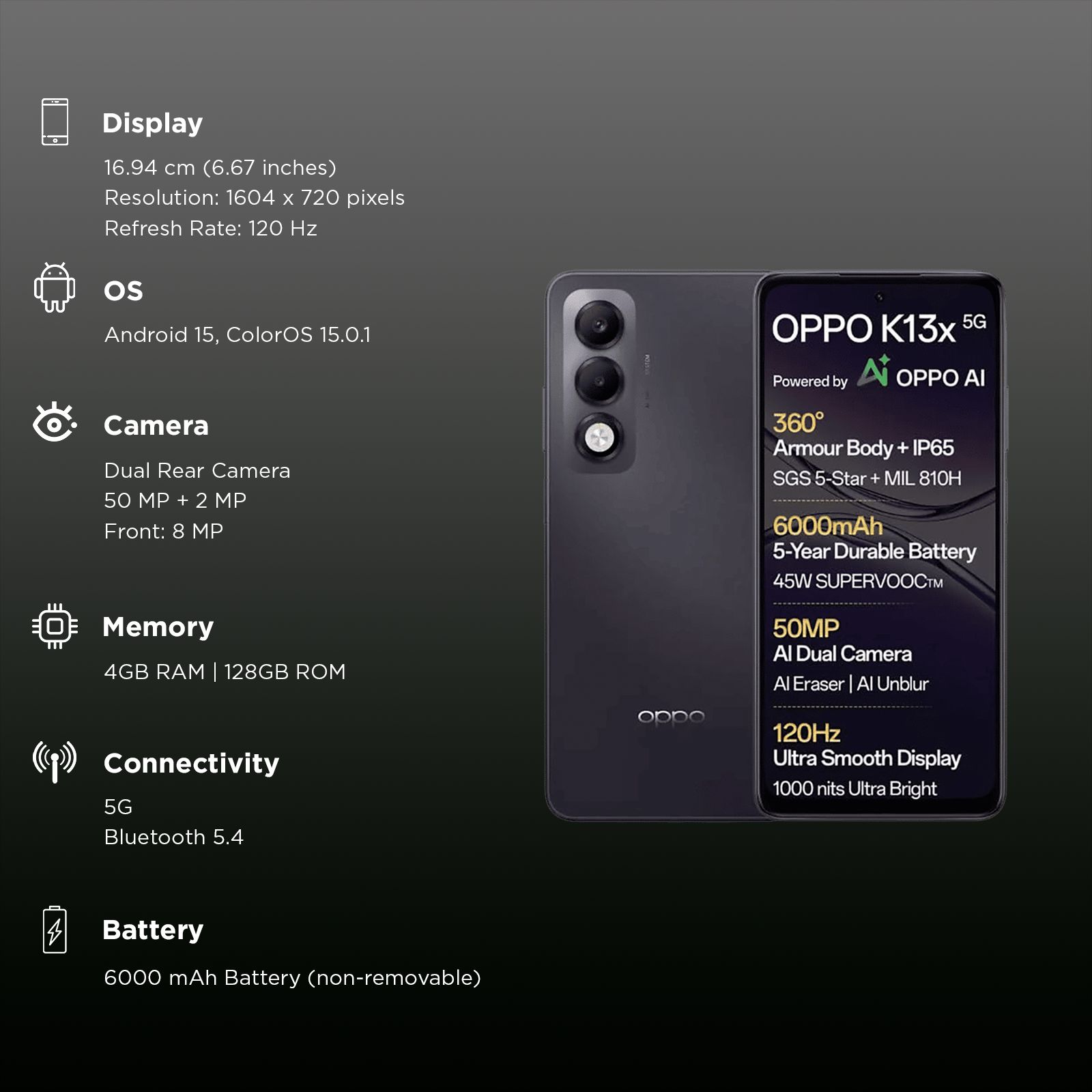 oppo K13x 5G (4GB RAM, 128GB, Midnight Violet) oppo K13x 5G (4GB RAM, 128GB, Midnight Violet)_3