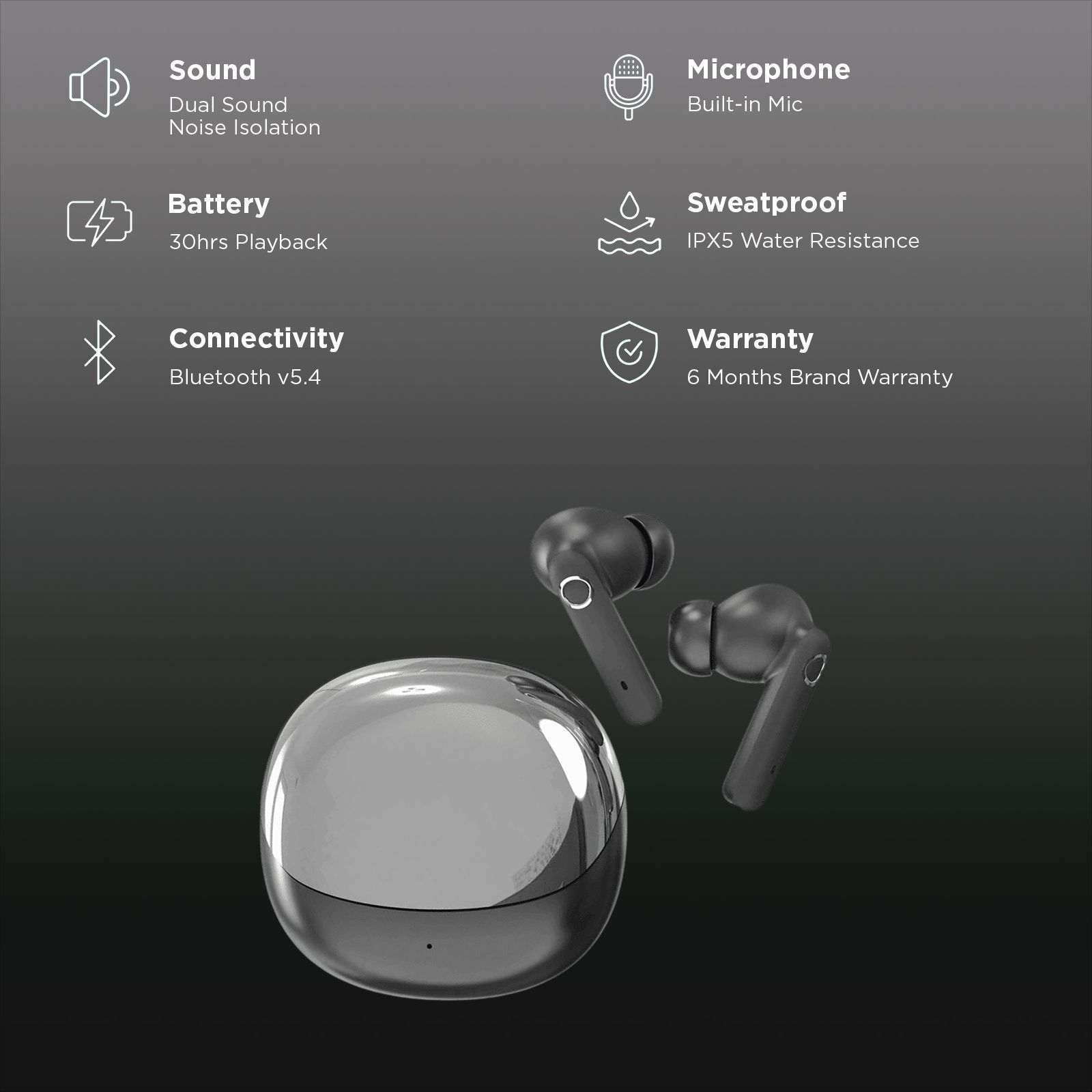 Aviz 180 TWS Earbuds with Noise Isolation (IPX5 Water Resistant, Insta Wake n Pair, Black)_2