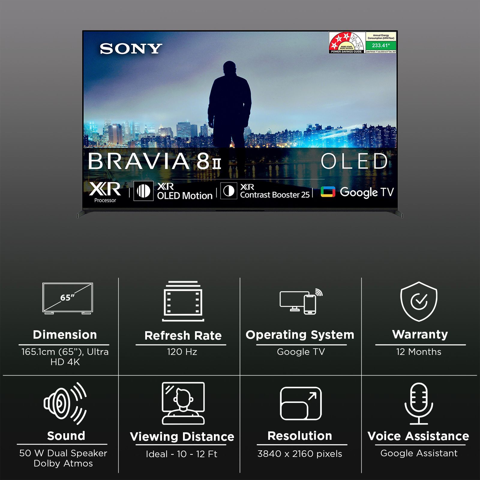 SONY BRAVIA 8 II 165.1 cm (65 inch) OLED 4K Ultra HD Smart Google TV with Dolby Vision & Dolby Atmos (2025 model)_3